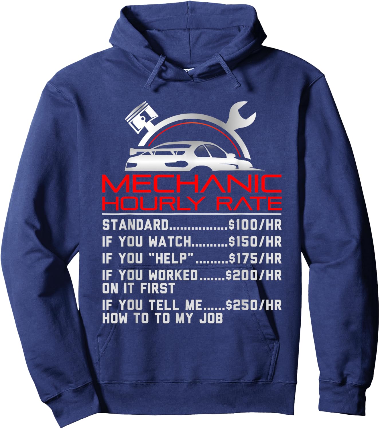 Sarcastic Mechanic Hourly Rate Skilled Professional Hoodie - Hoodie | Navy