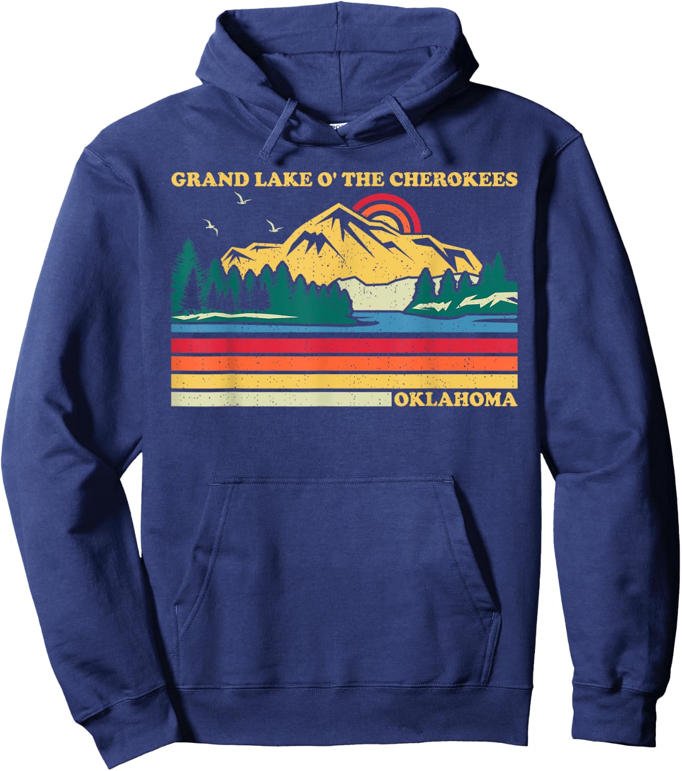 Vintage Retro Oklahoma Grand Lake O' The Cherokees Hoodie - Hoodie | Navy