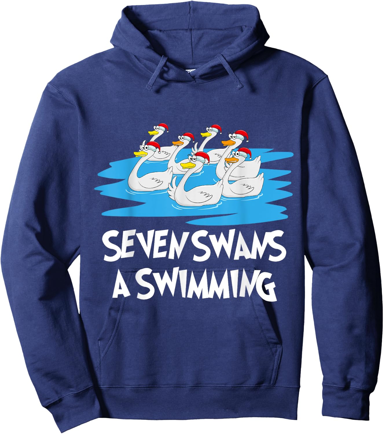 Seven Swans a Swimming 12 Days - Christmas Song Funny Gift Hoodie - Hoodie | Navy