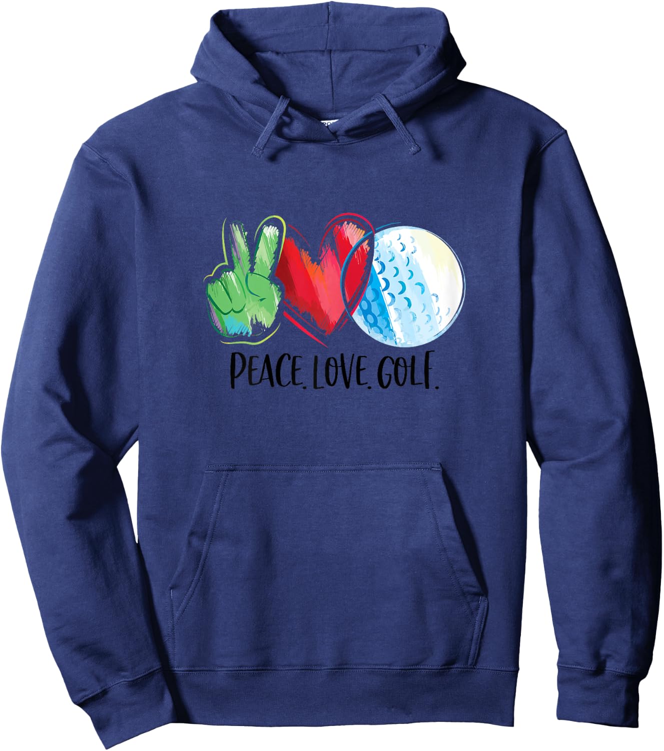 Golf Player Golfing Golf Club Peace Love Golf Hoodie - Hoodie | Navy