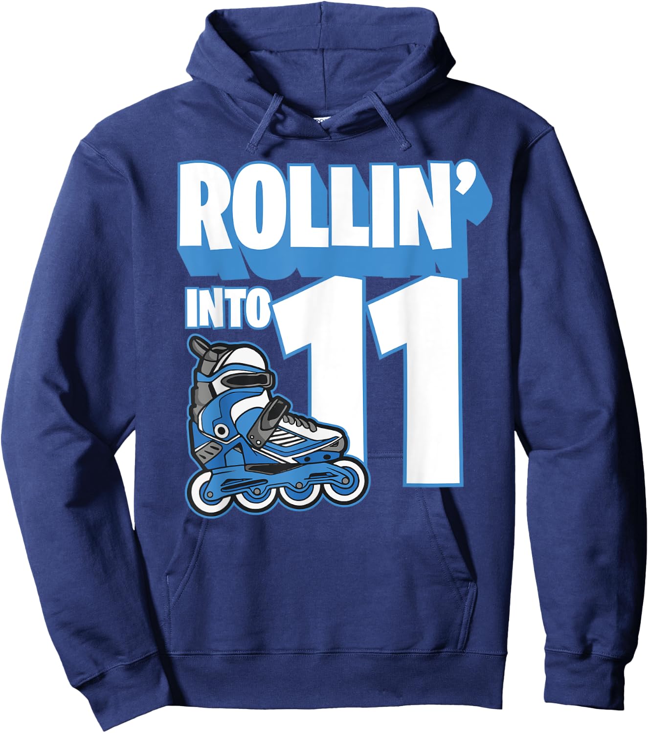 Rollin' into Birthday Roller Skating 11th Birthday Boy Kids Hoodie - Hoodie | Navy