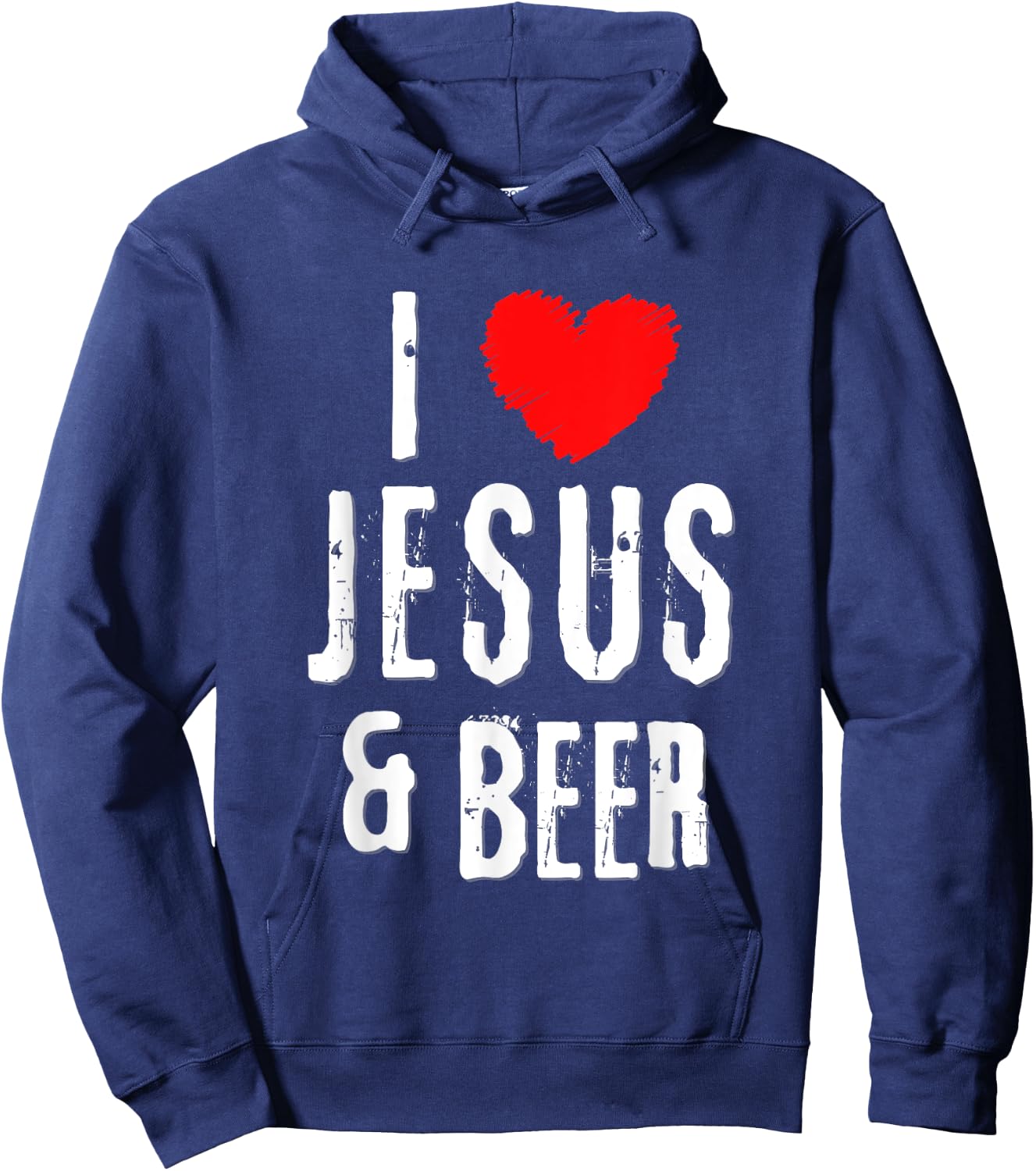 I Love JESUS and BEER, Christian Vintage Grunge alcohol Hoodie - Hoodie | Navy