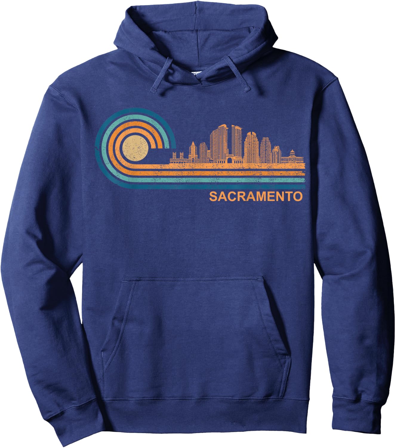 Sacramento Skyline Retro Sacramento Fan CA Sacramento Hoodie - Hoodie | Navy