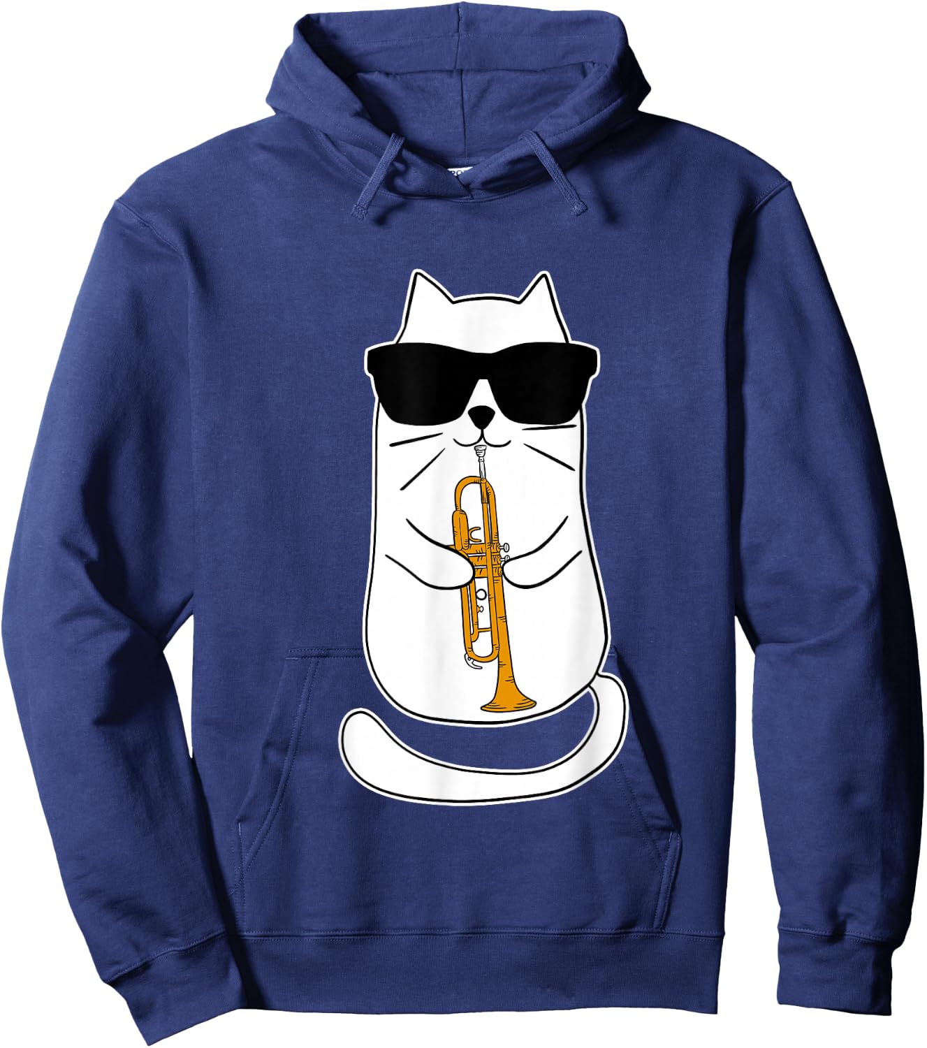 Trumpet Cat Funny Trumpet Player Hoodie - Hoodie | Navy