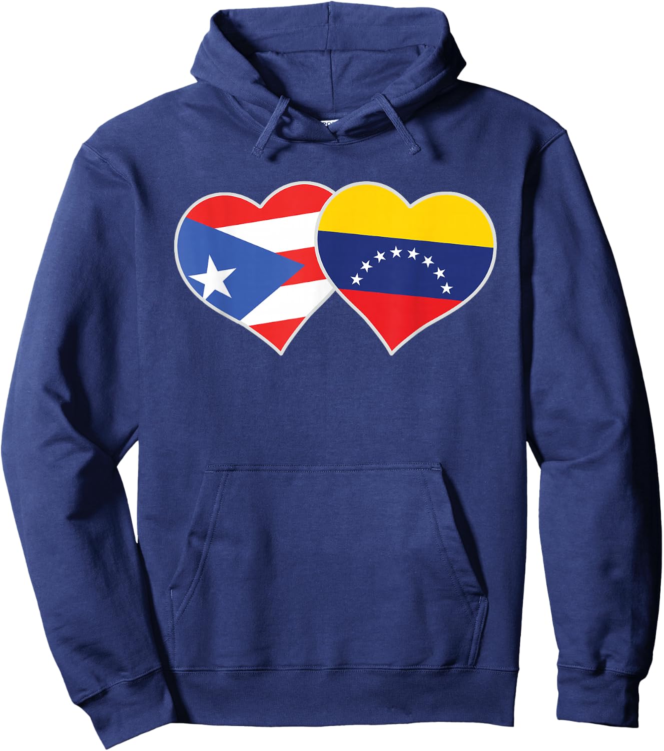 Puerto Rico Venezuela Flag Heart Puerto Rican Venezuelan Hoodie - Hoodie | Navy