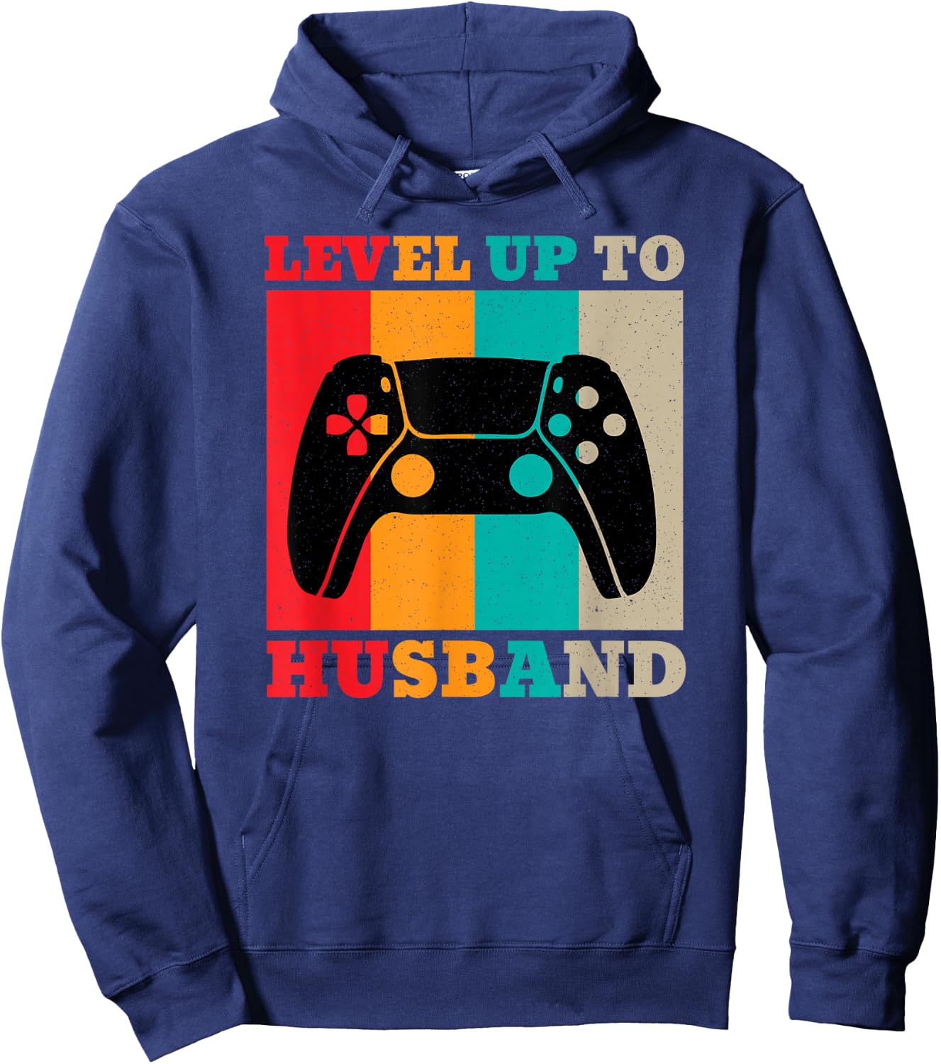 Funny Honeymoon Men's Level Up To Husband Just Married Hoodie - Hoodie | Navy