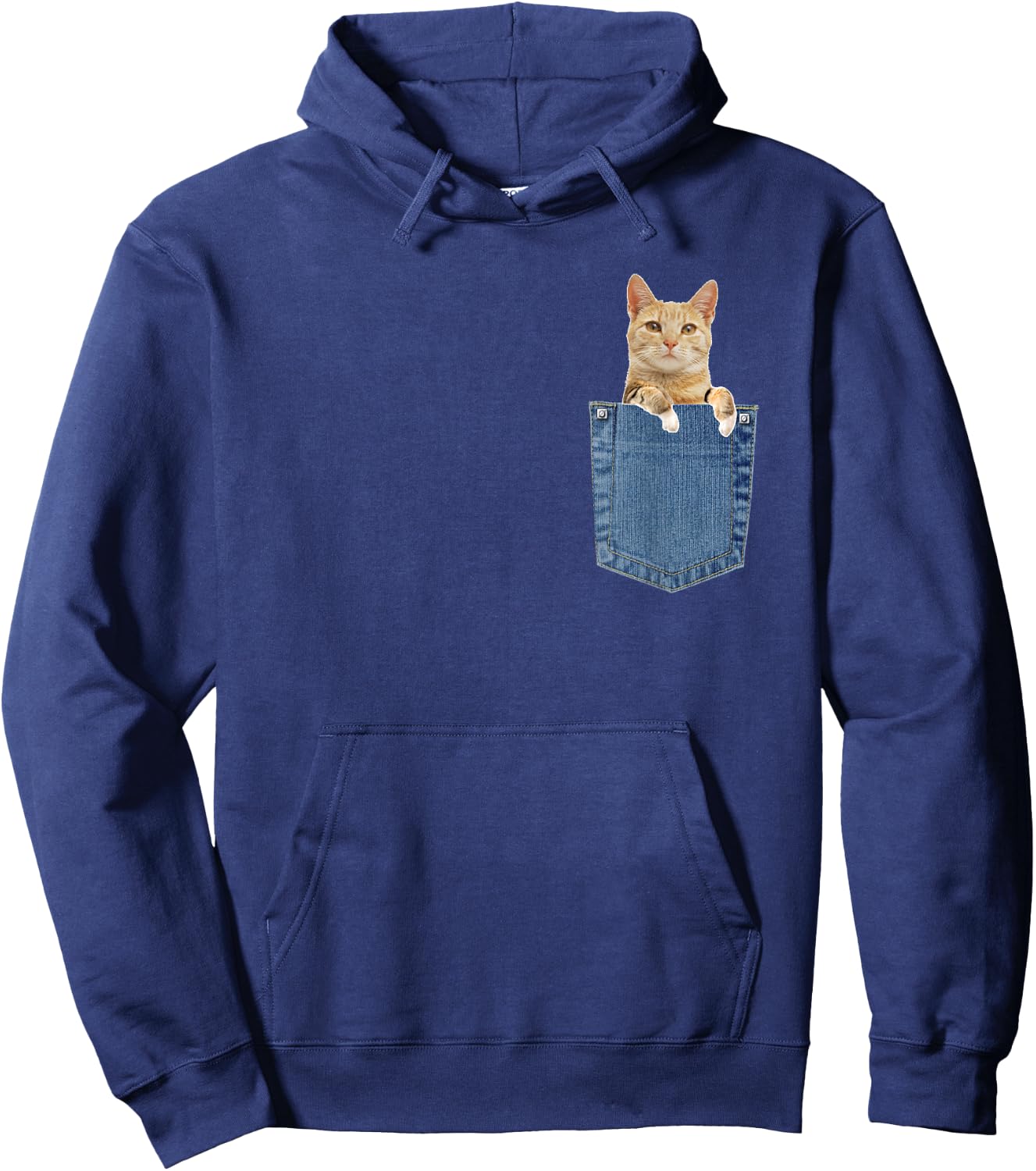 Cat in Pocket Shirt Hoodie - Hoodie | Navy