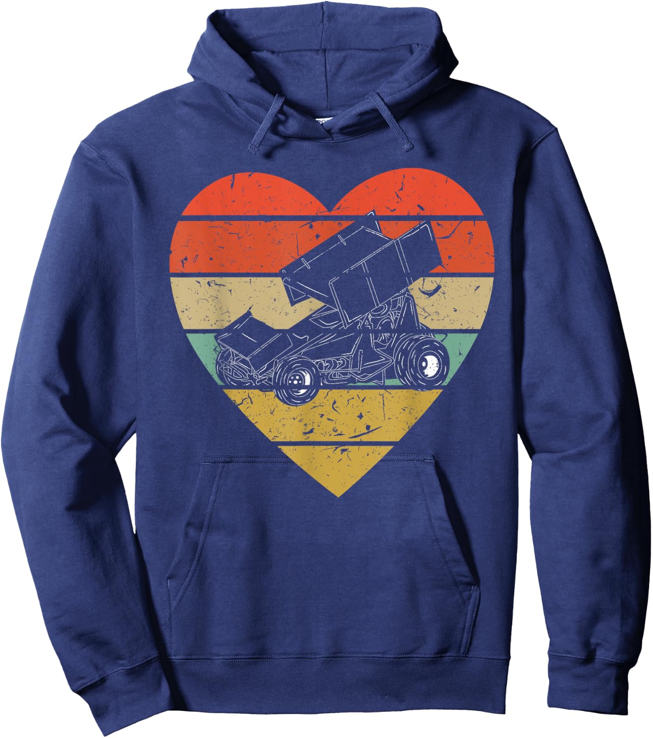 Sprint Car Racing Vintage Design Retro Racer Heart Sport Fan Hoodie - Hoodie | Navy