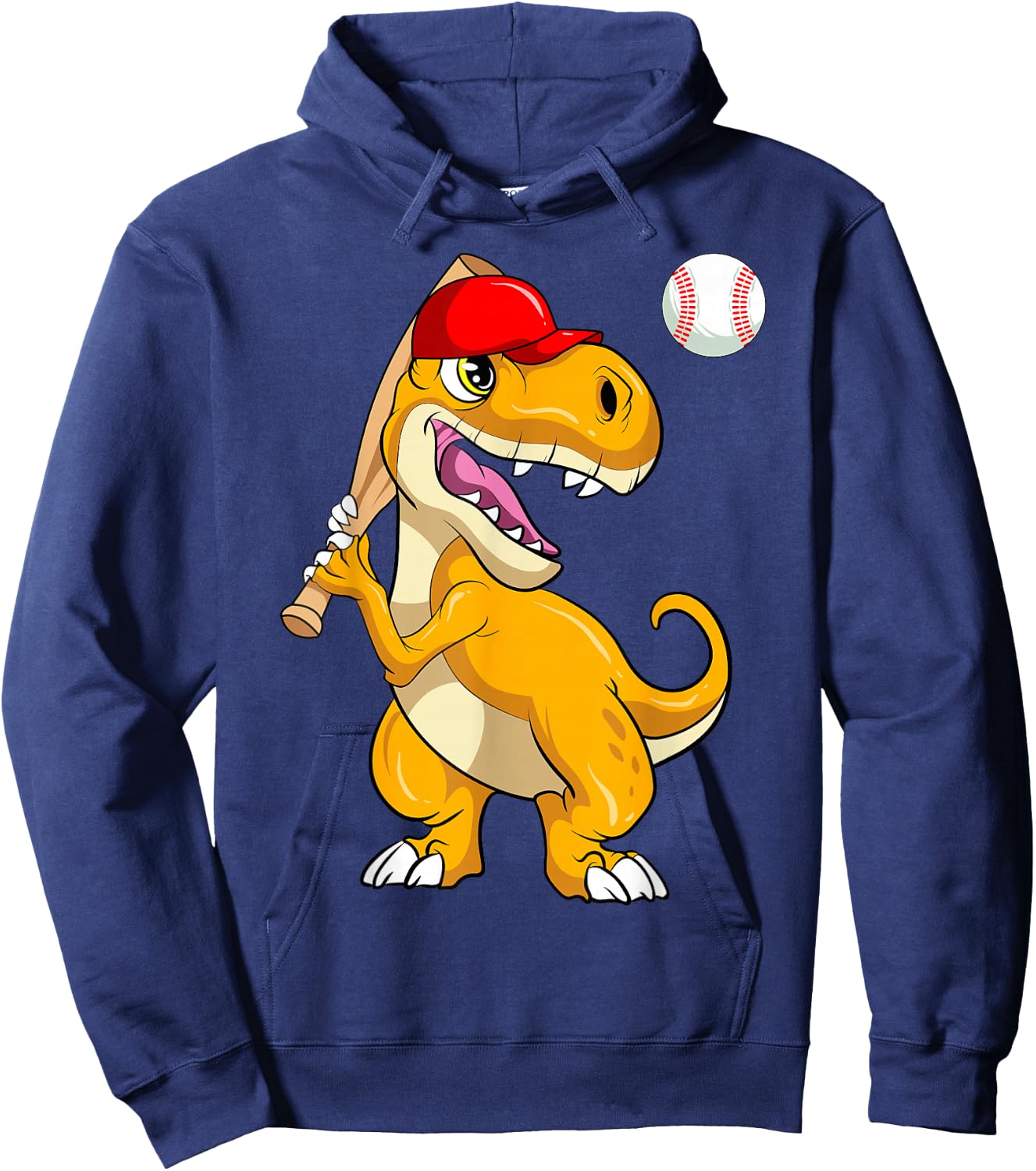 Baseball Dinosaur Kawaii T Rex Batting Baseball Player Hoodie - Hoodie | Navy