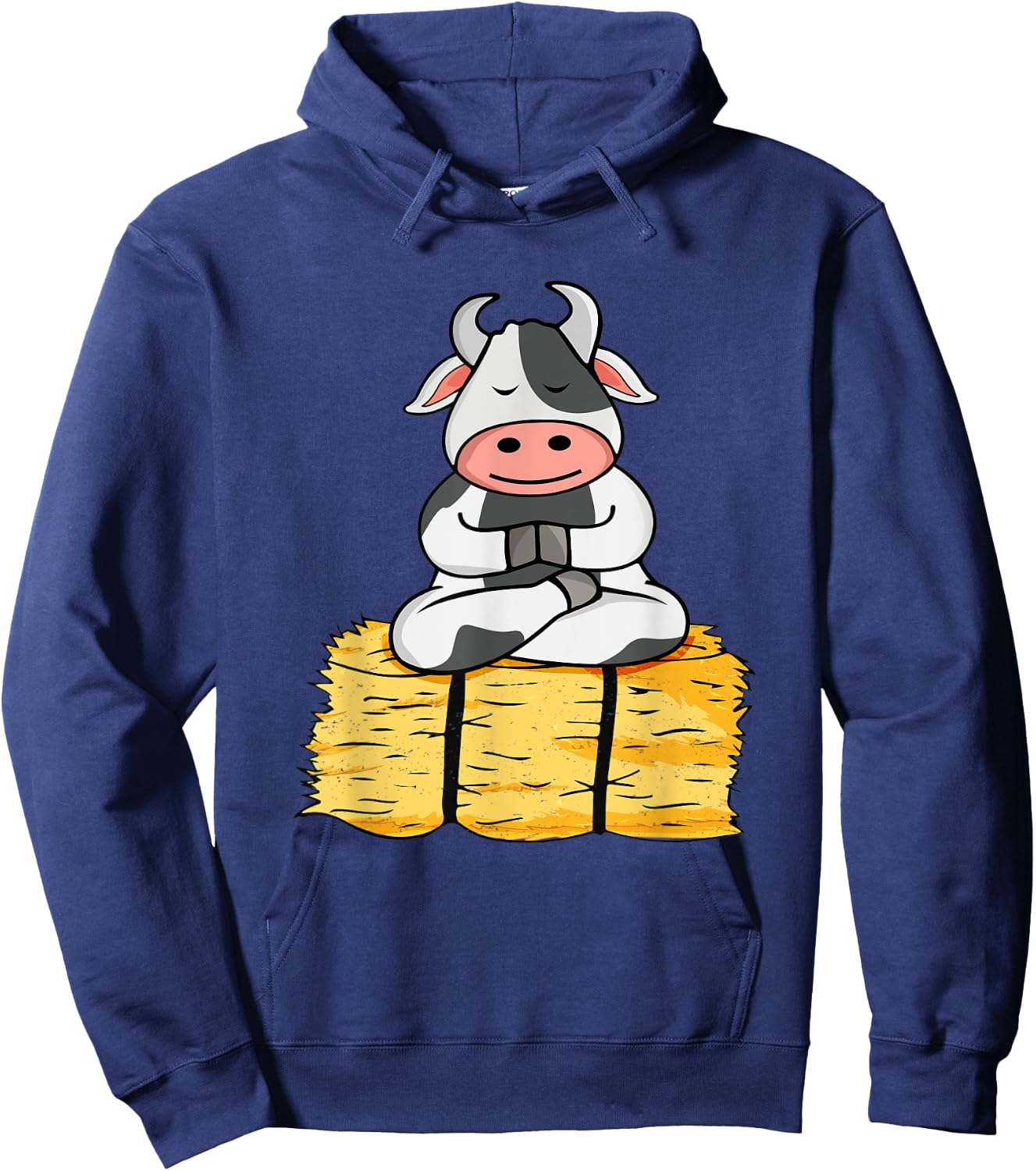 Meditating Cow Lover Yoga Lover Women Meditation Hoodie - Hoodie | Navy