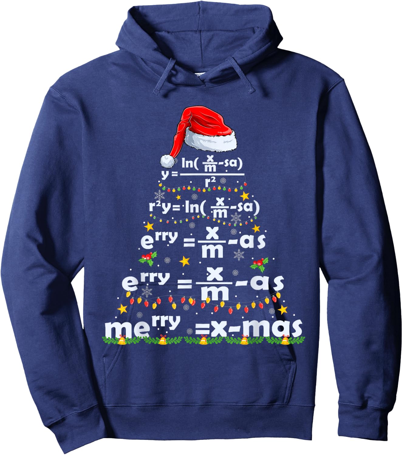 Math Equation Merry X-mas Funny Math Teacher Christmas Humor Men Women Kids Hoodie - Hoodie | Navy