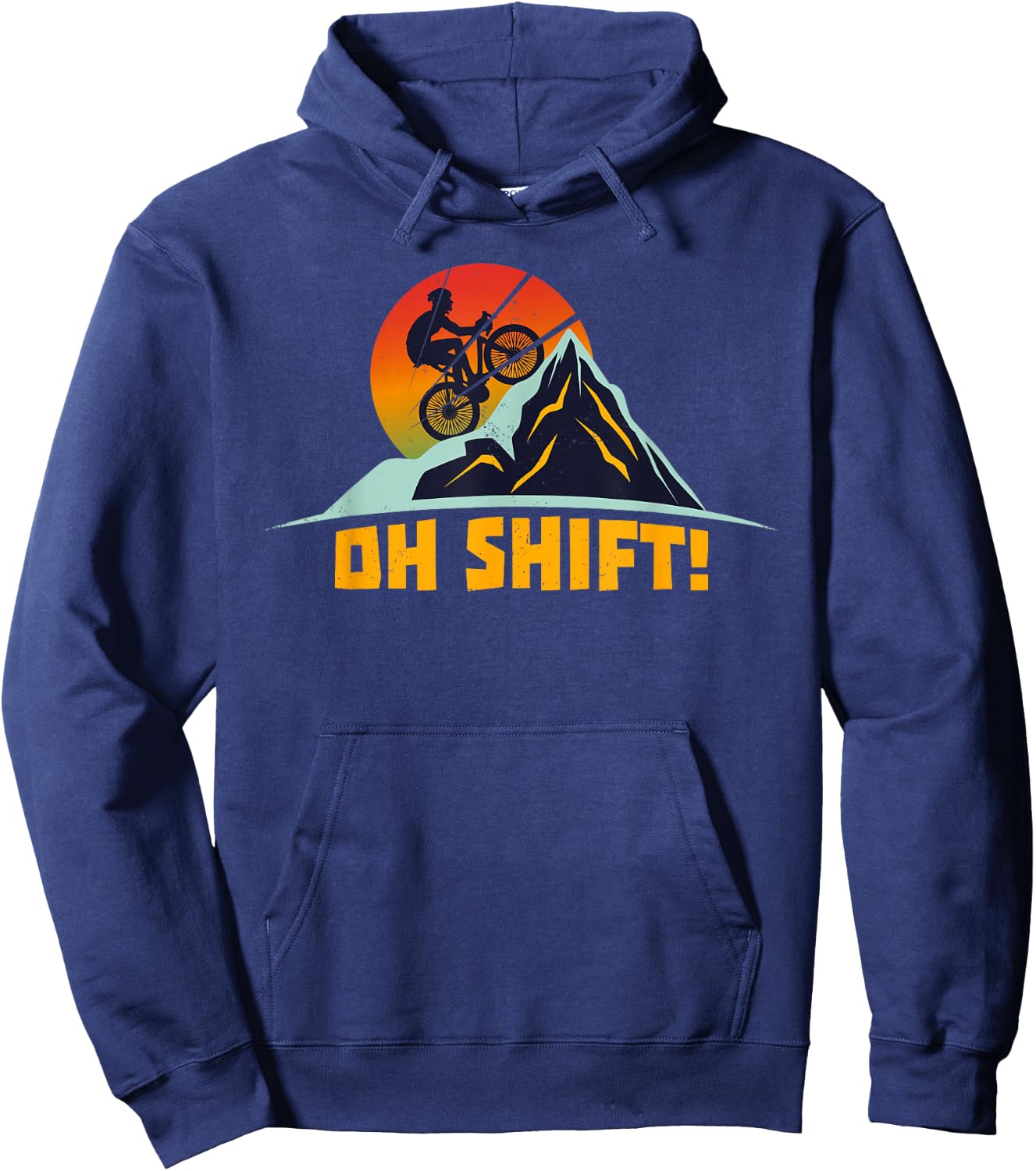 Bicyclist Distressed Oh Shift T shirt Hoodie - Hoodie | Navy