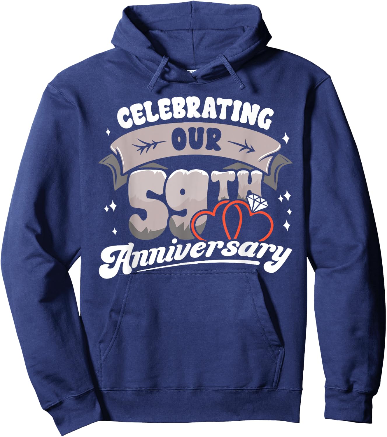 59th Wedding Anniversary Celebrating 59 Years Matching Gift Hoodie - Hoodie | Navy