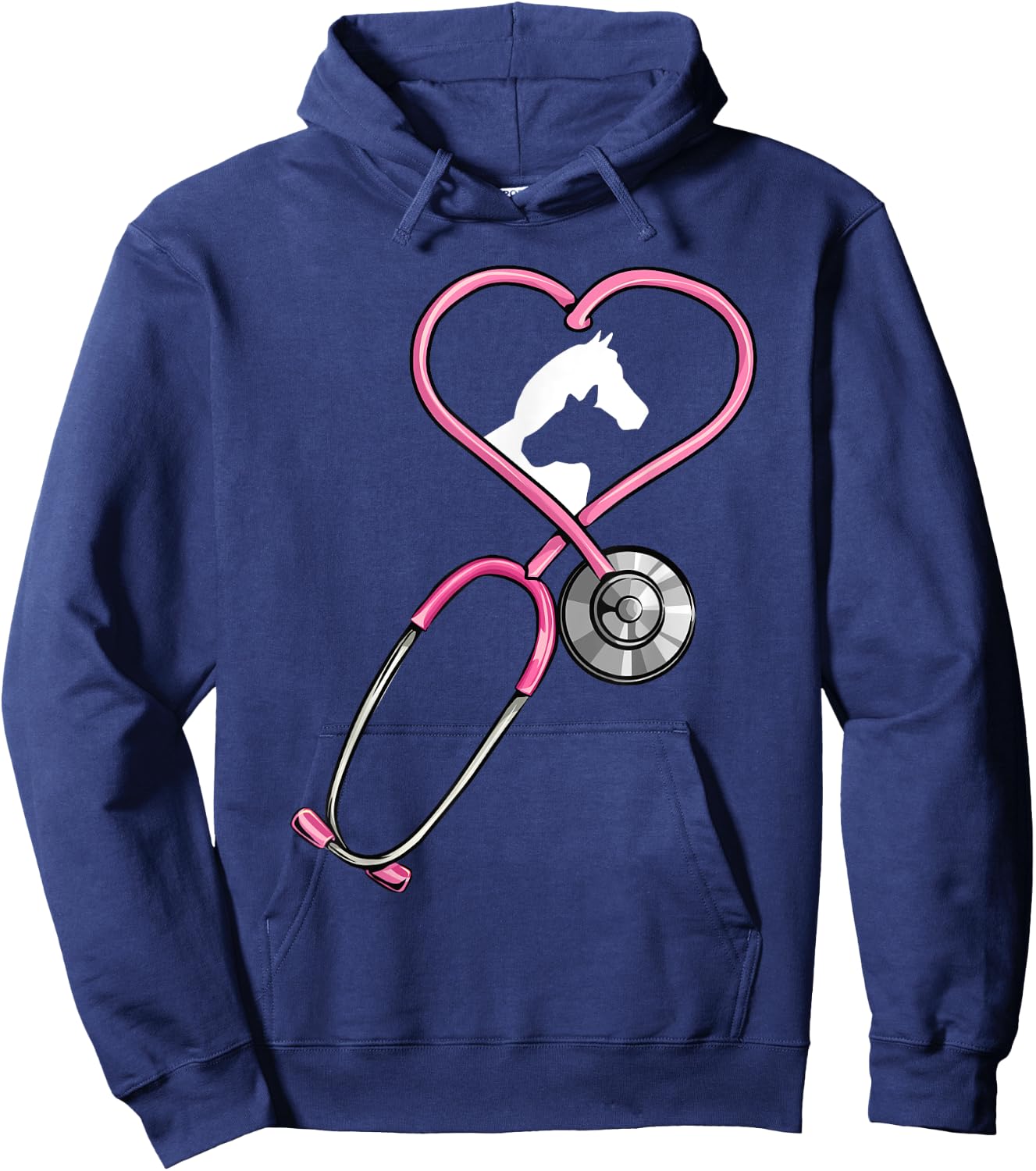 Veterinarian Stethoscope Heart of Horse and Cow Vet Women Hoodie - Hoodie | Navy