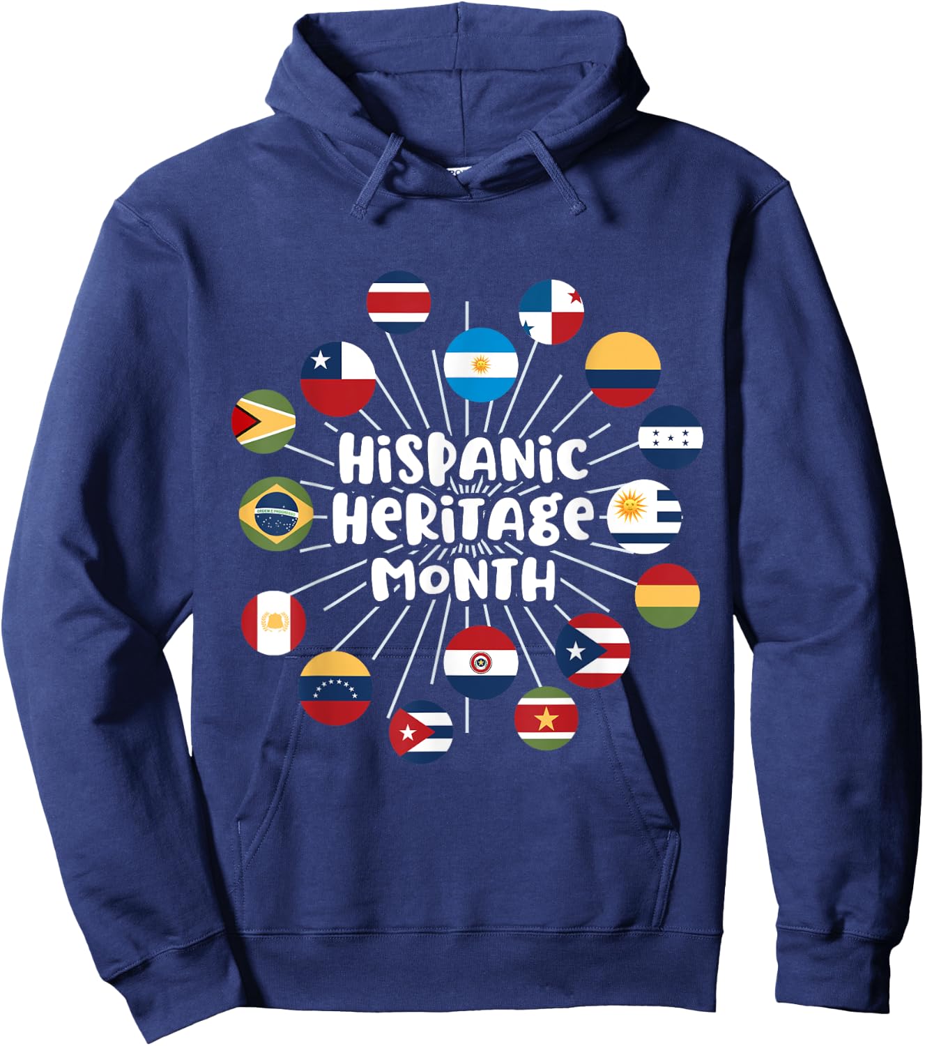 Hispanic Heritage Month Shirt All Countries Flag Inspiration Hoodie - Hoodie | Navy