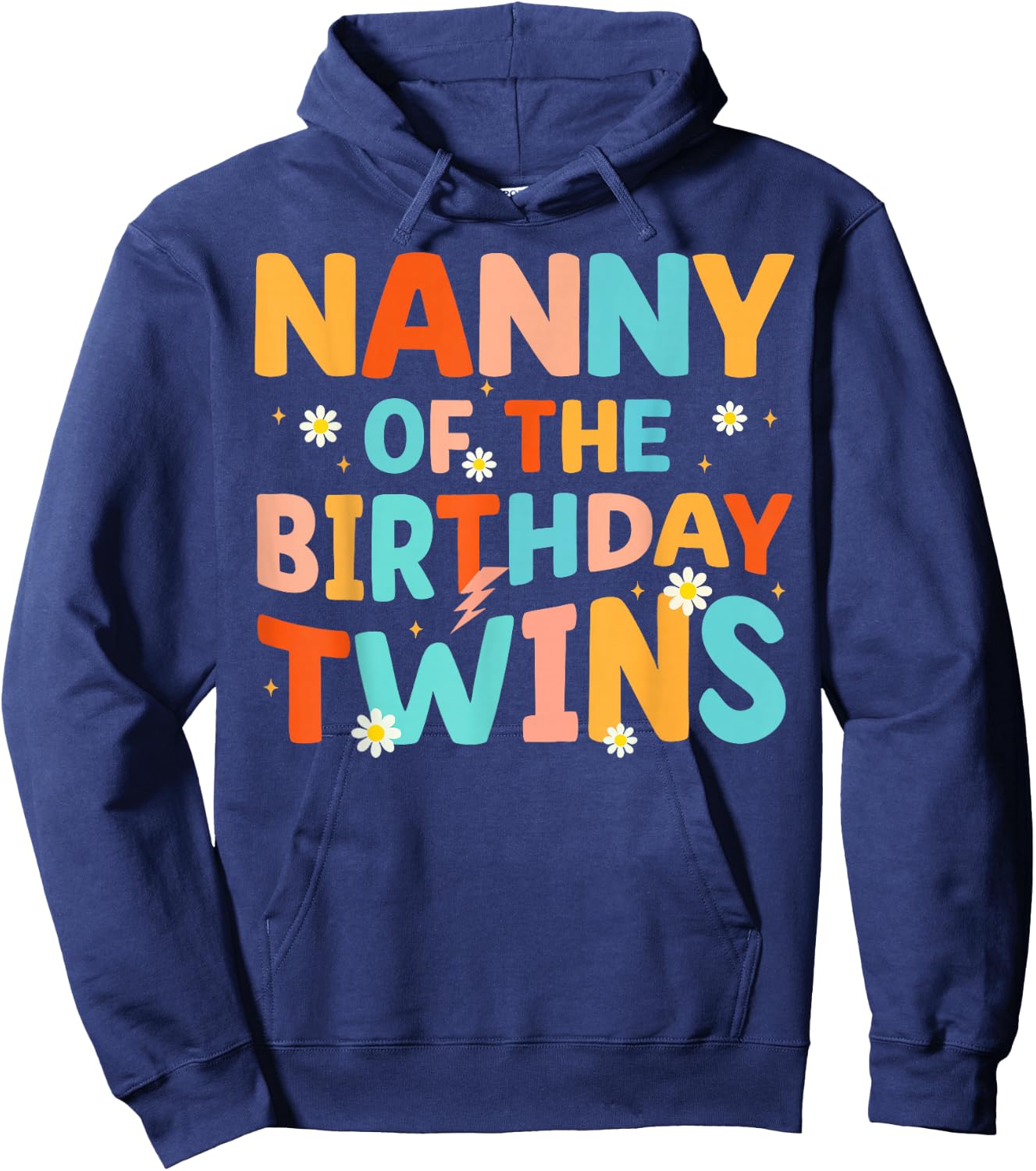 Nanny Of The Birthday Twins Kids Party Retro Bday Hoodie - Hoodie | Navy