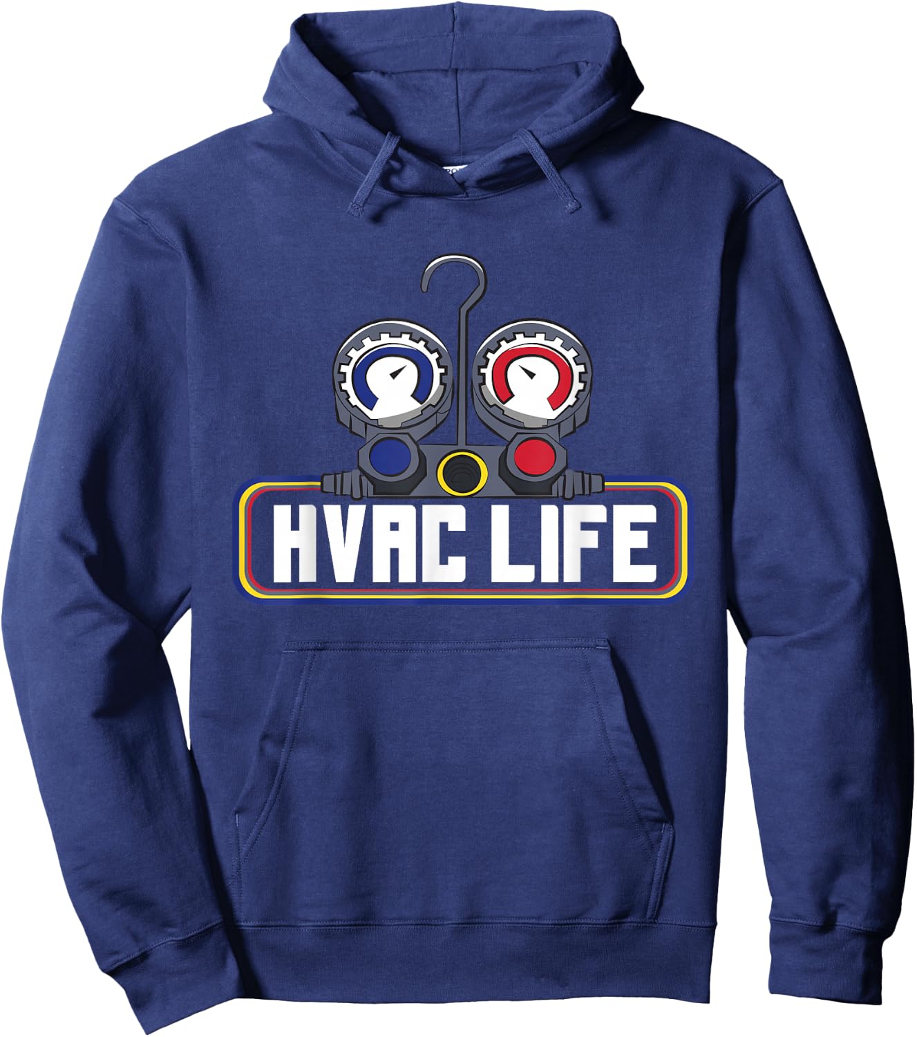 Manifold Gauge HVAC Life Technician Refrigeration Hoodie - Hoodie | Navy
