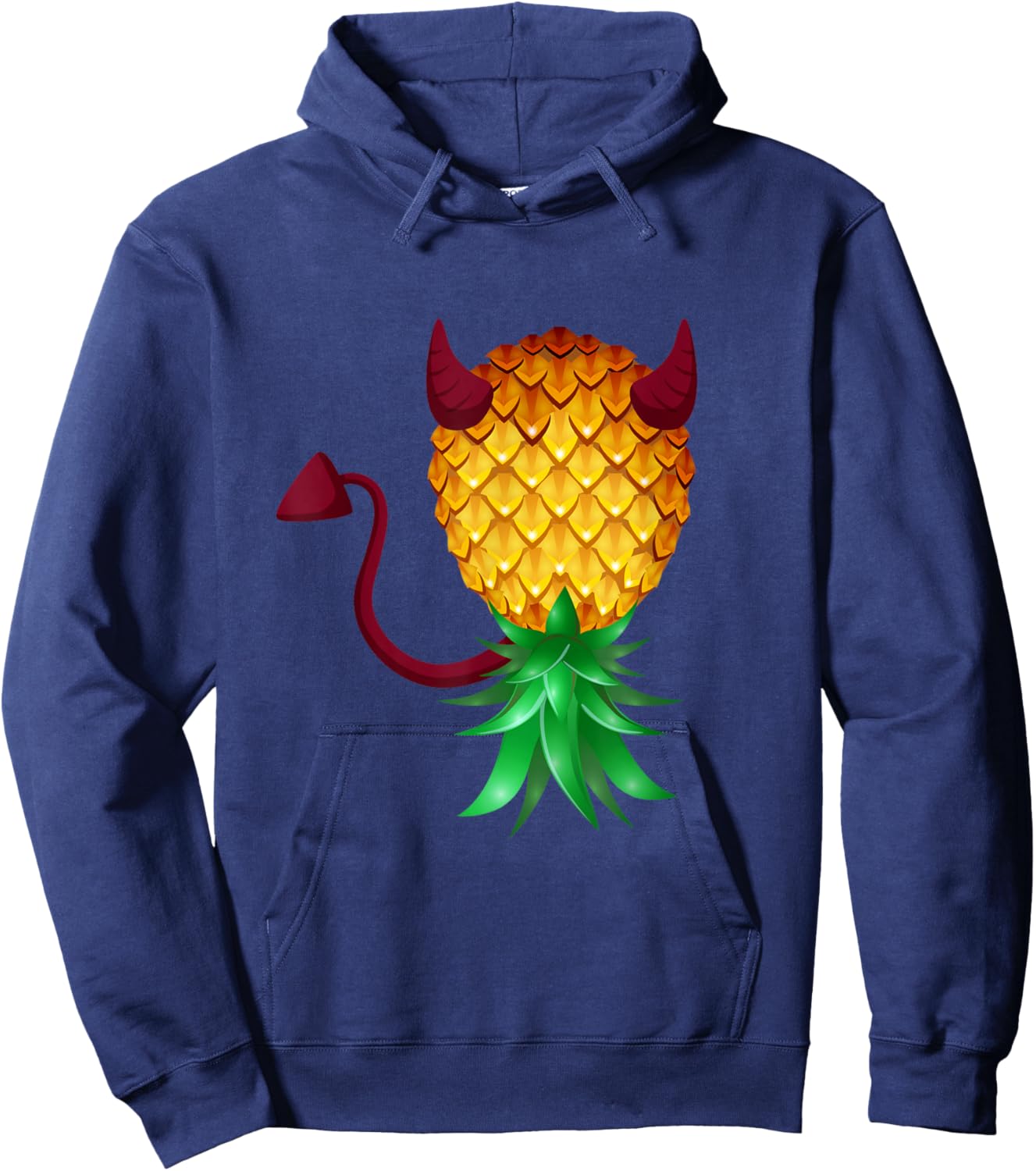 Swinger Upside Down Bad Pineapple Devil Horn Hoodie - Hoodie | Navy