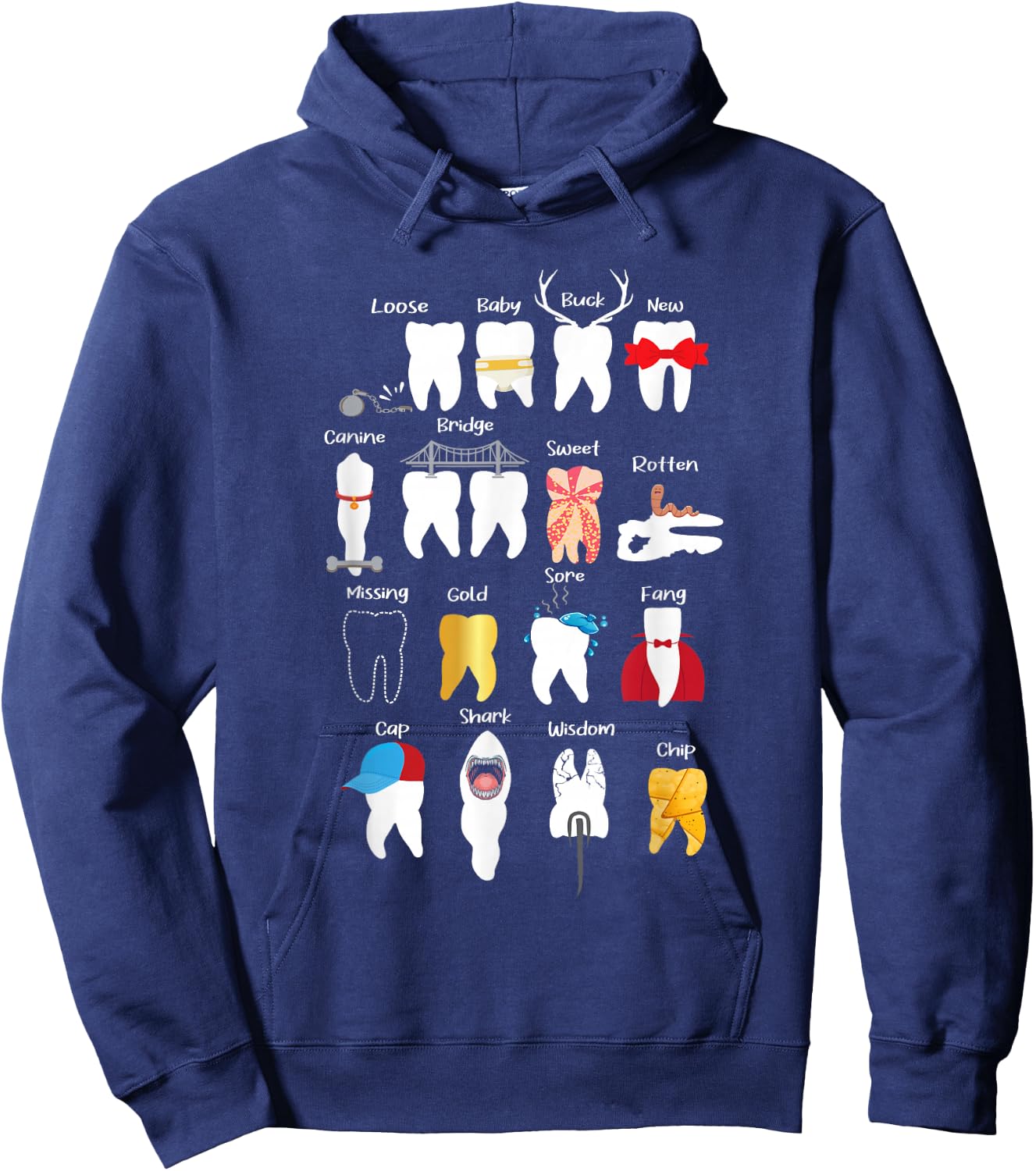 Tooth Designs - Dentist Dentistry Dental Practitioner DDS Hoodie - Hoodie | Navy