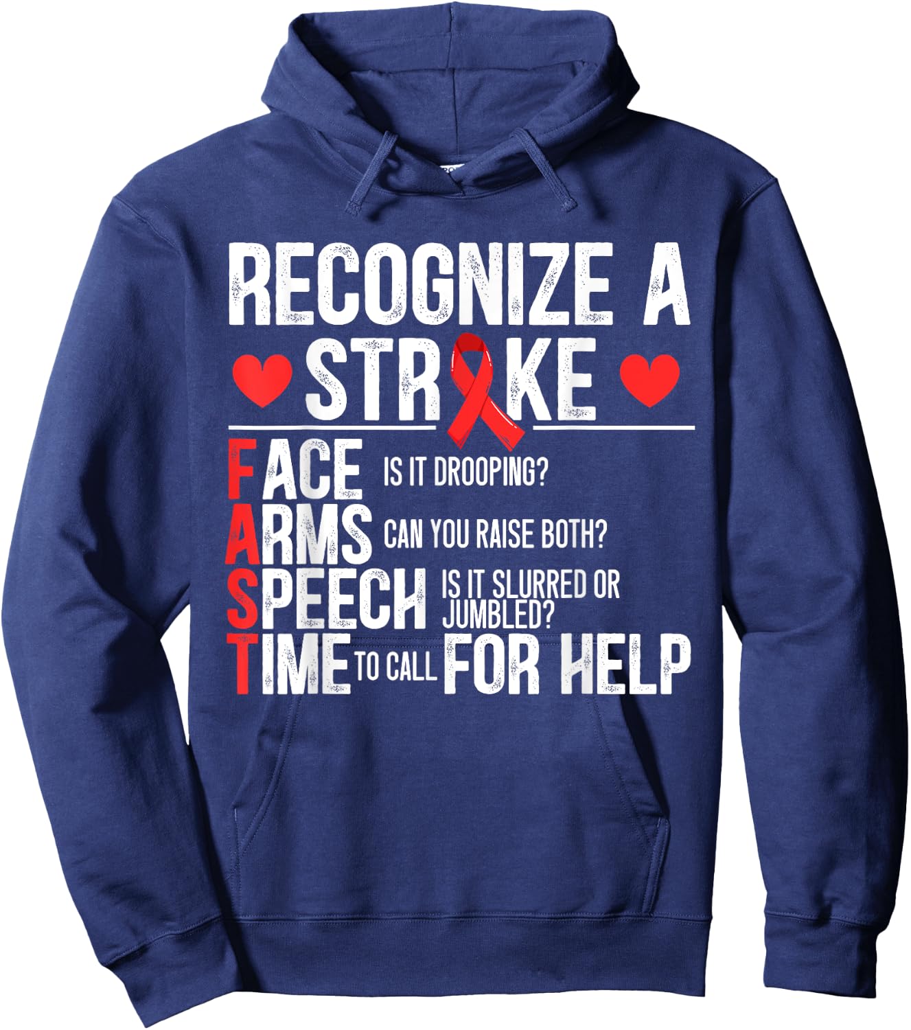 Recognize A Stroke Awareness Brain Attack I Wear Red Hoodie - Hoodie | Navy