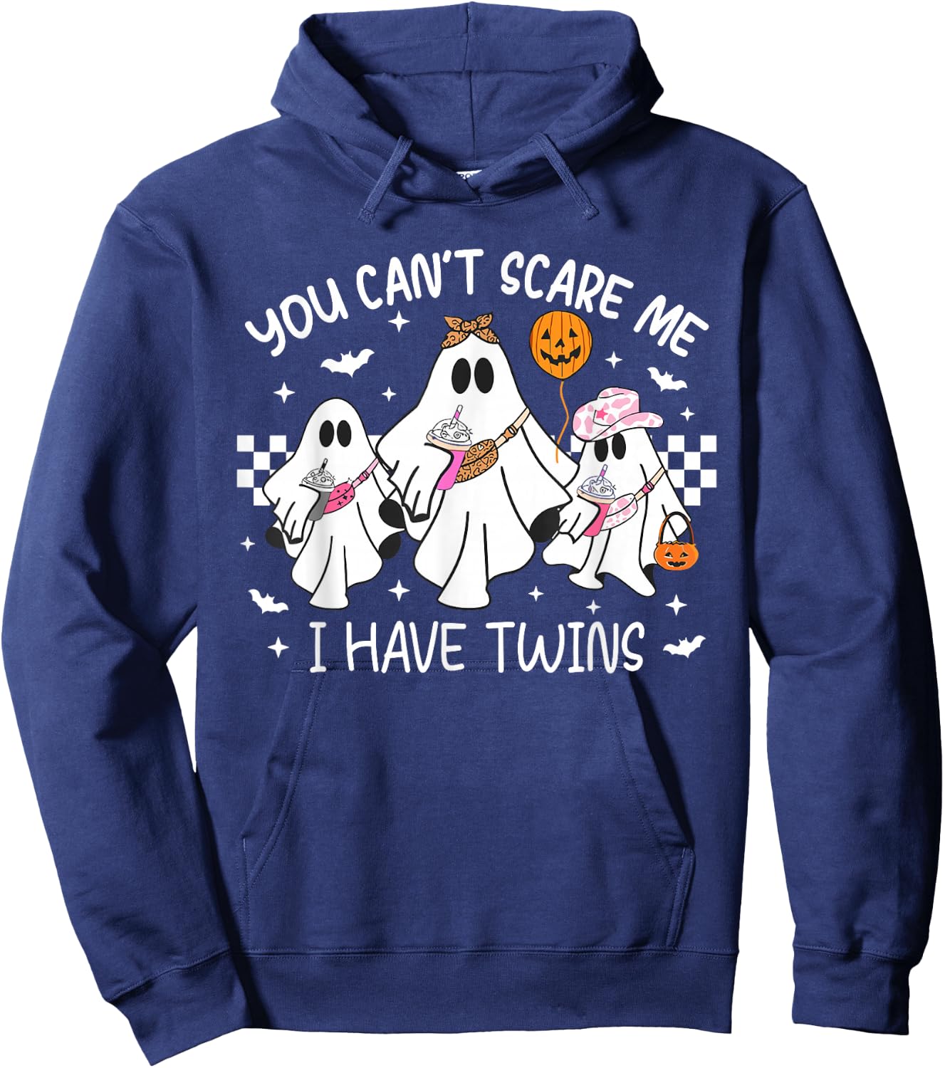 You Can't Scare Me I Have Twins Funny Halloween Ghost Hoodie - Hoodie | Navy