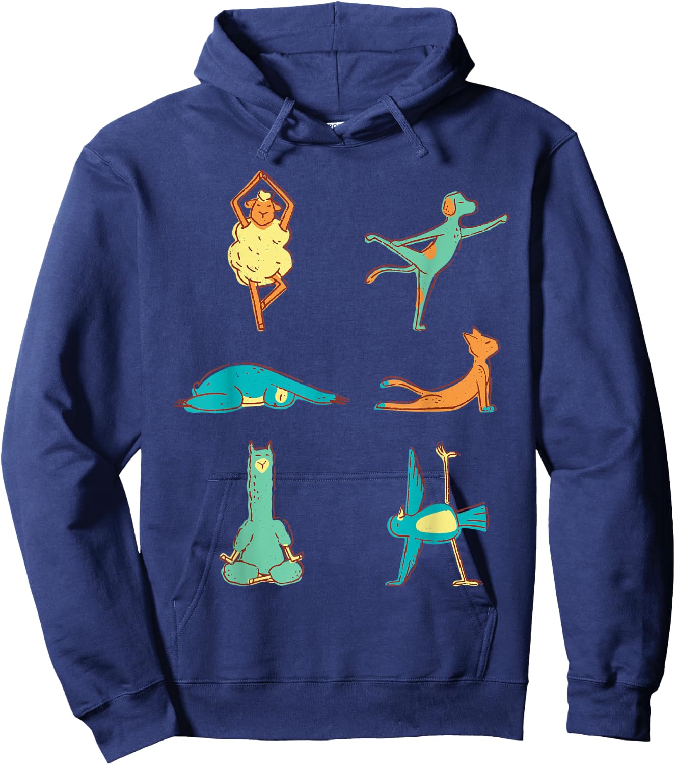 Various animals doing yoga. Hoodie - Hoodie | Navy