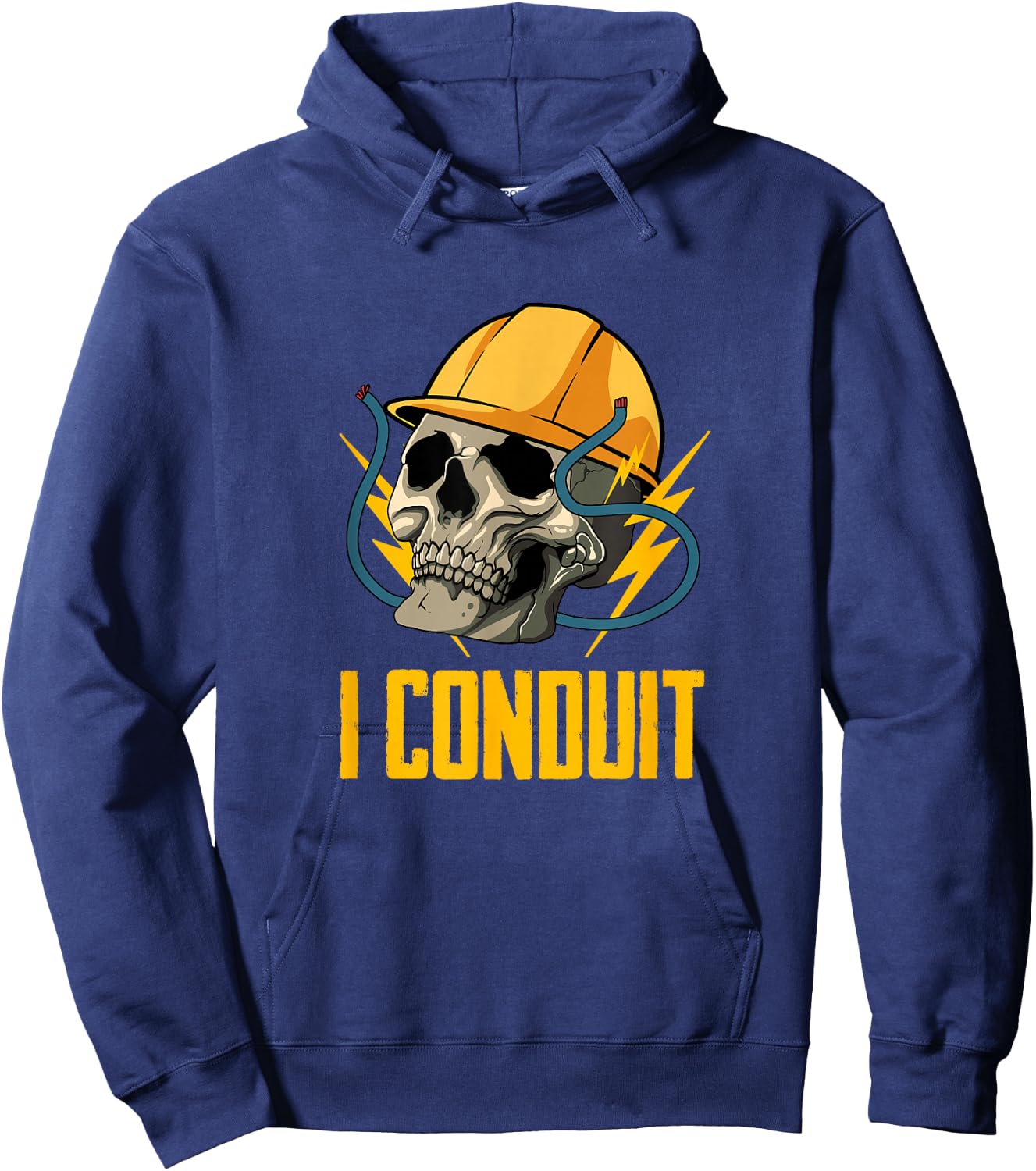 Electrician Electricity Electrical Engineer Skull I Conduit Hoodie - Hoodie | Navy