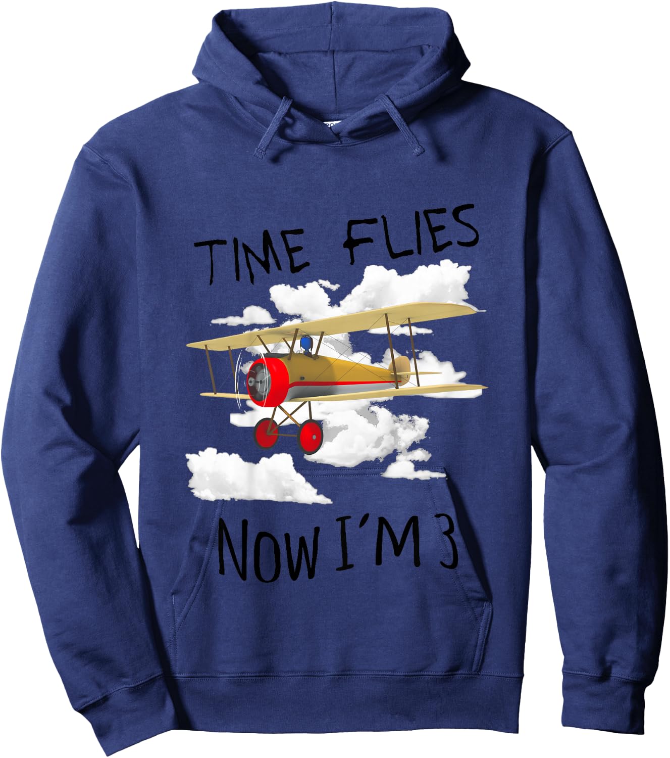 Time Flies Now I'm 3 Airplane Hoodie - Hoodie | Navy