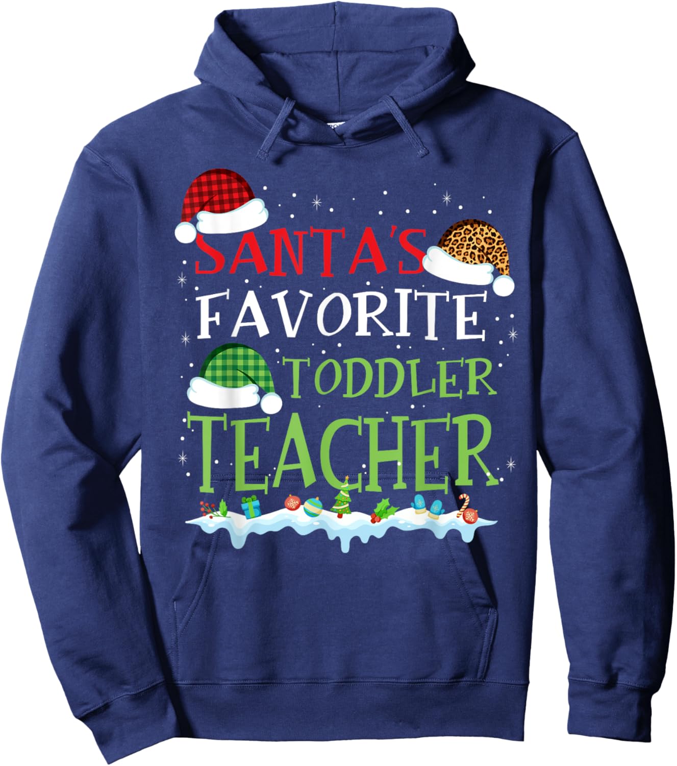 Santa's Favorite Toddler Teacher Funny Christmas Gift Women Hoodie - Hoodie | Navy