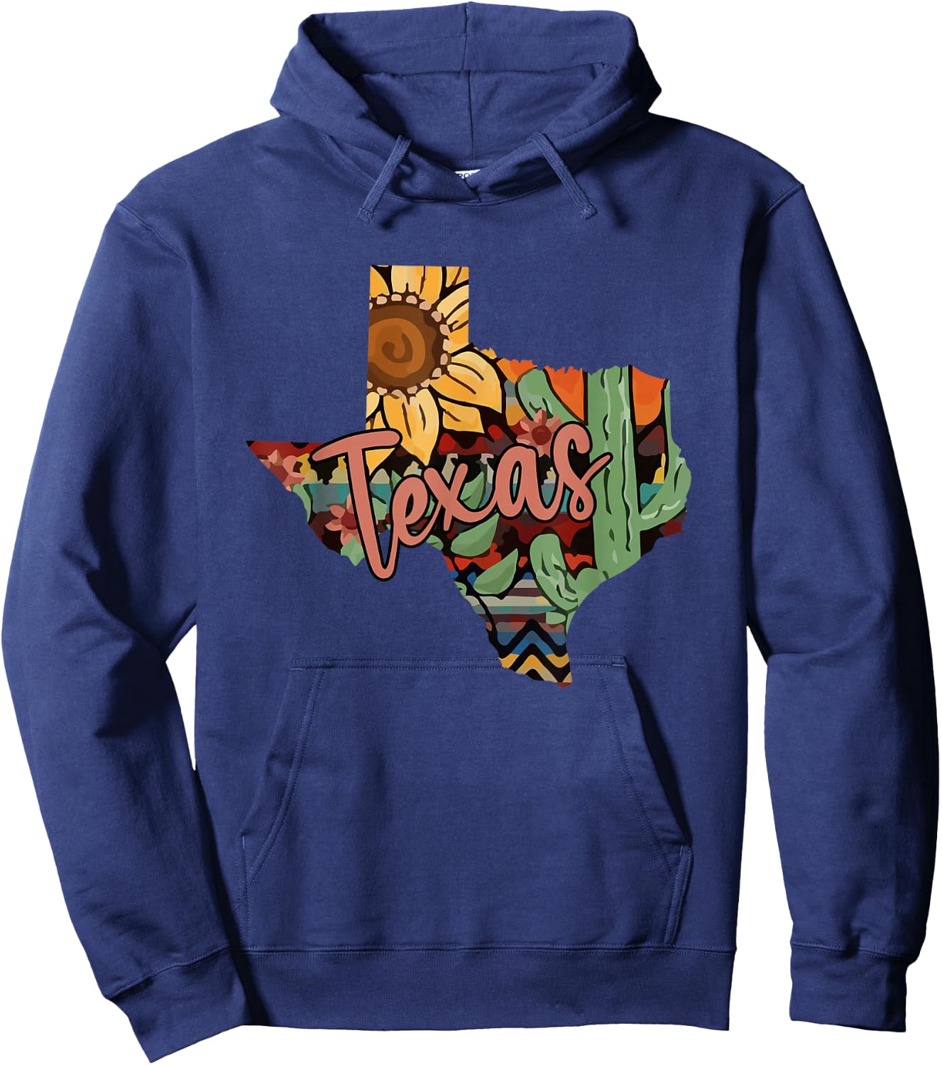 Cute Love Texas State Cactus Sunflower Hoodie - Hoodie | Navy