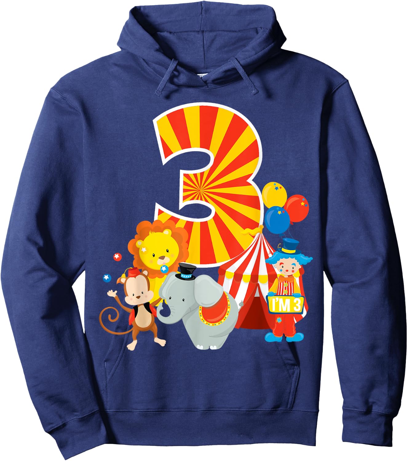 3rd Birthday Shirt Boys Girls Circus 3 Birthday Party Shirt Hoodie - Hoodie | Navy