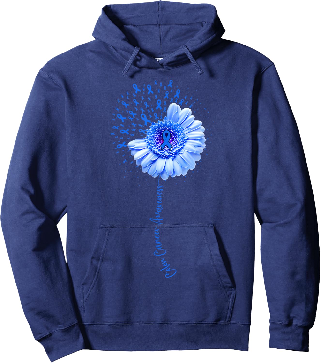 Colon Cancer Awareness Flower Survivor Fighter Hoodie - Hoodie | Navy