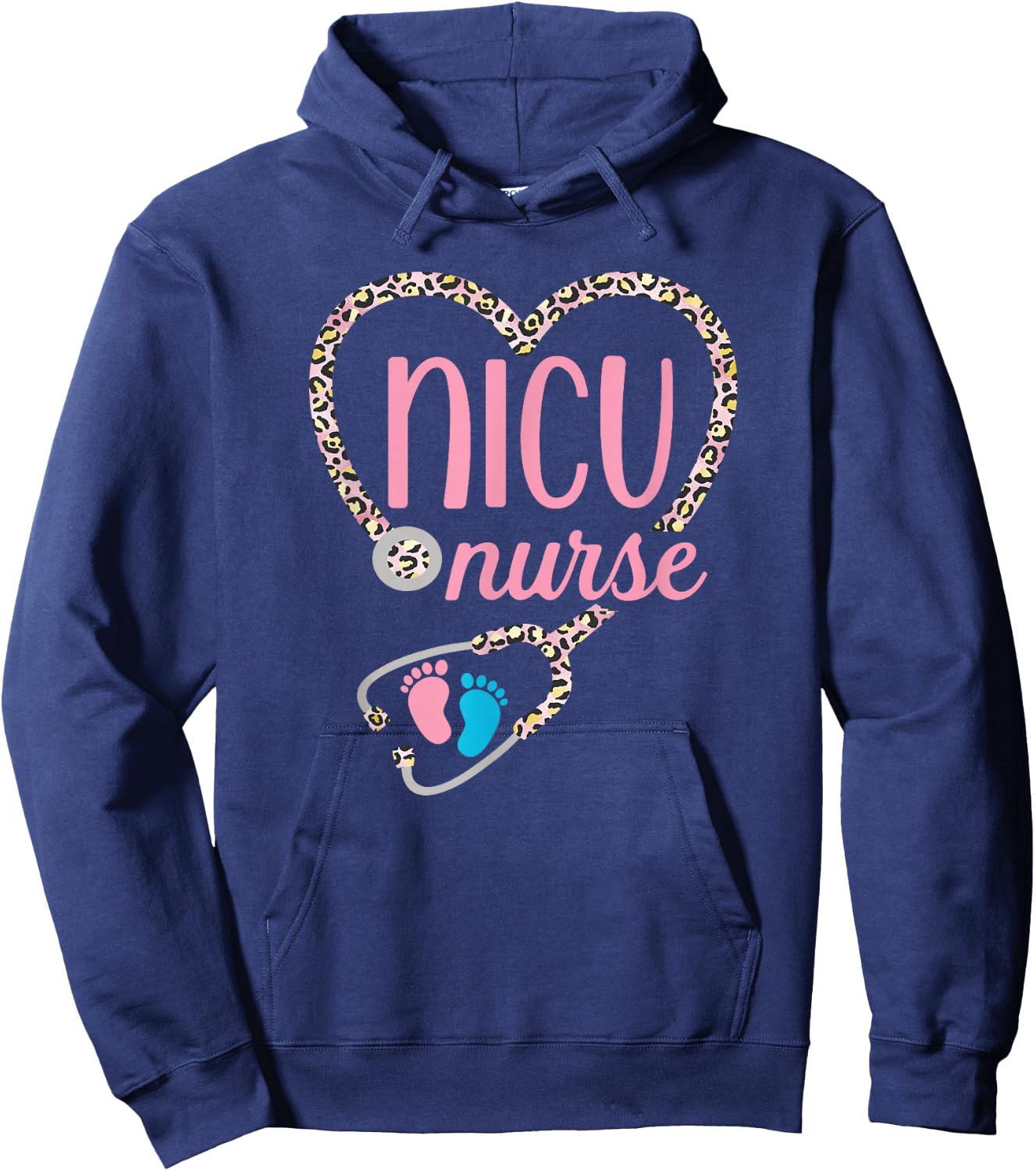NICU Nurse Nursing Neonatal Leopard Pattern Design Hoodie - Hoodie | Navy