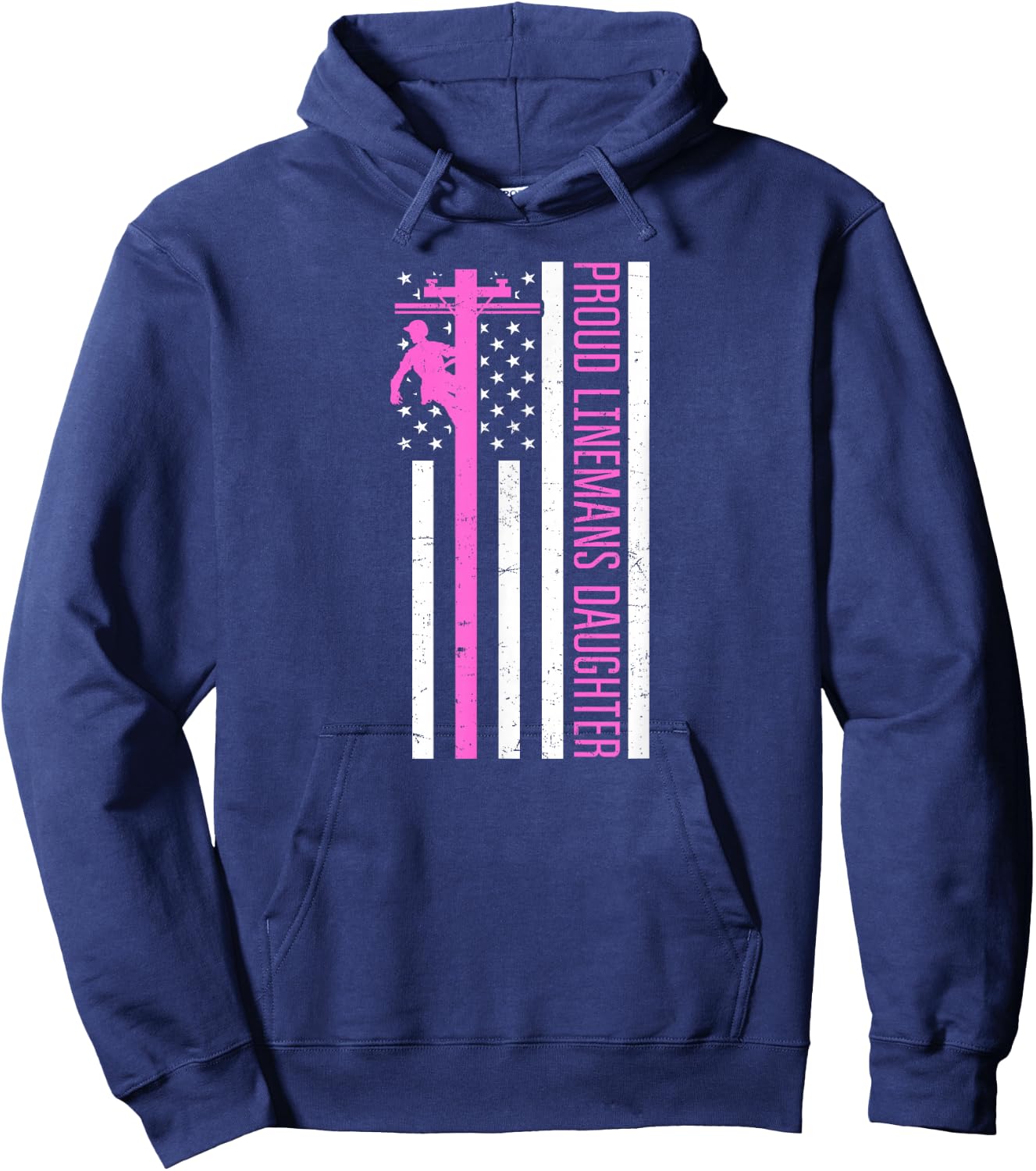 Lineworker Proud Daughter Design Lineman Pole - Men's Black Medium Classic Fit Short Sleeve Hoodie - Hoodie | Navy