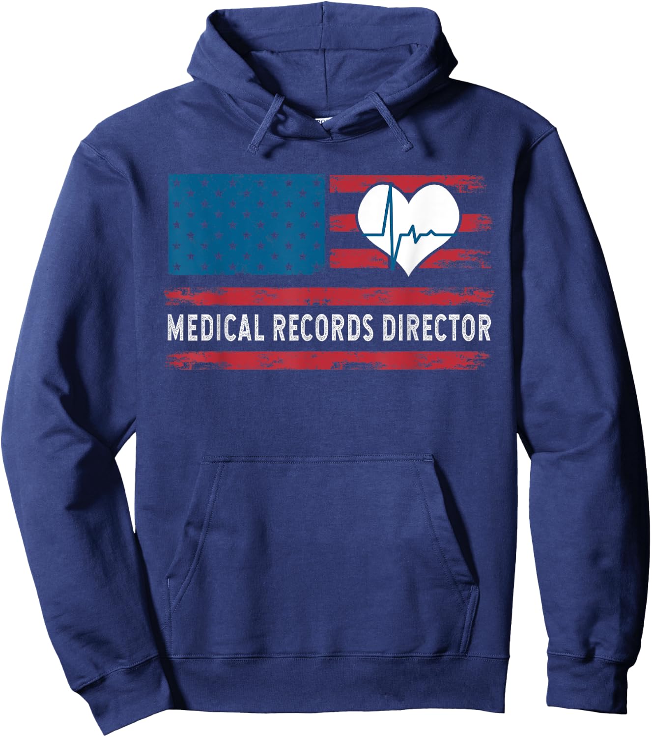 Medical Records Director Patriotic USA Flag Women Kids Men Hoodie - Hoodie | Navy
