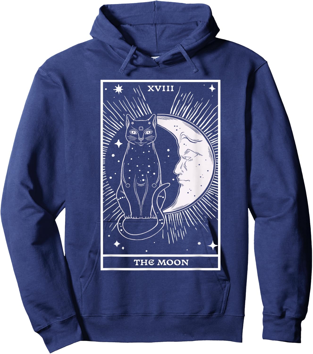 Crescent Moon Cat - Tarot Card Reading Fortune Telling Men Women Hoodie - Hoodie | Navy