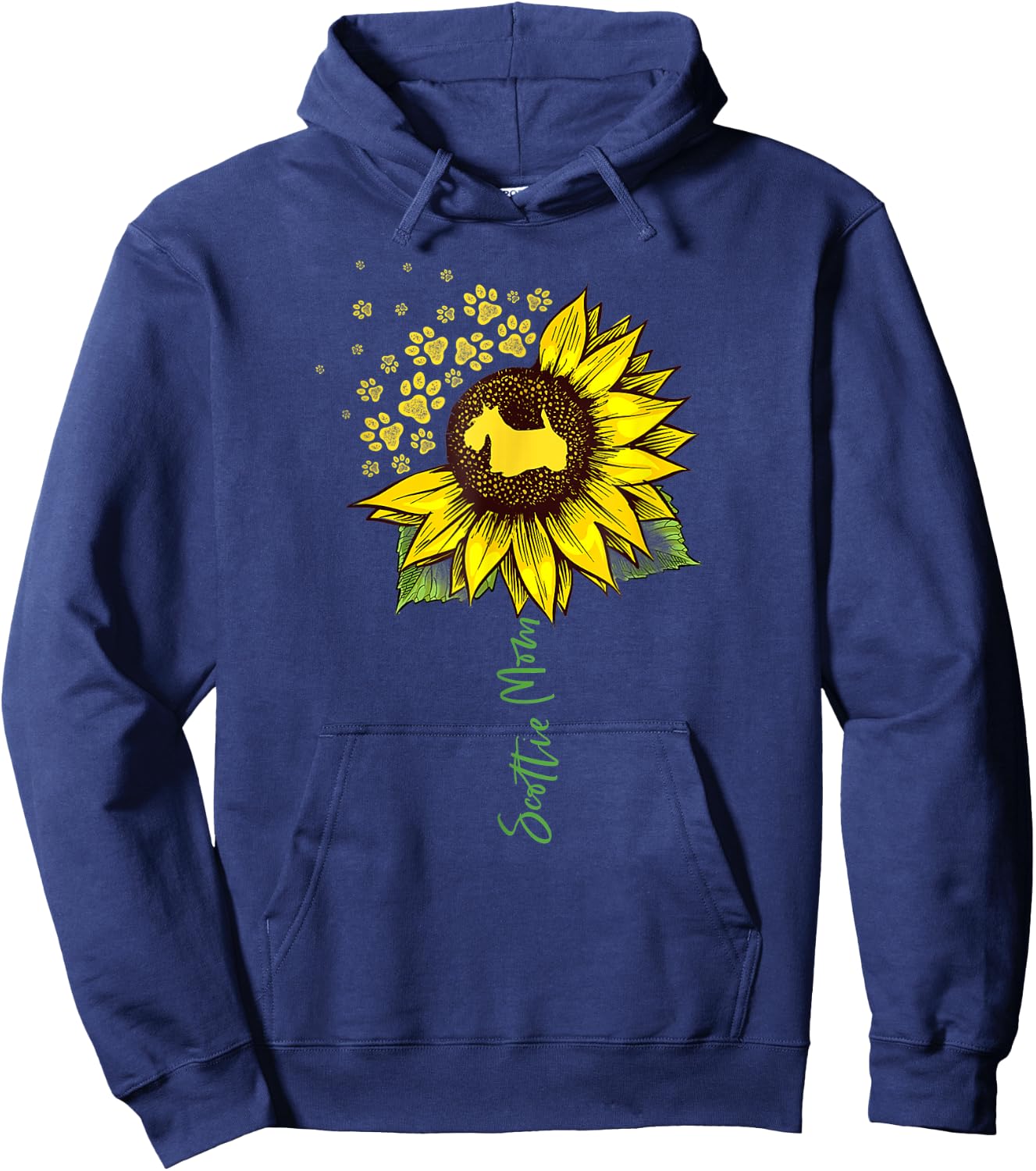 Scottie Mom Sunflower Scottish Terrier Gifts Dog Mom Mama Women Girls Kids Hoodie - Hoodie | Navy