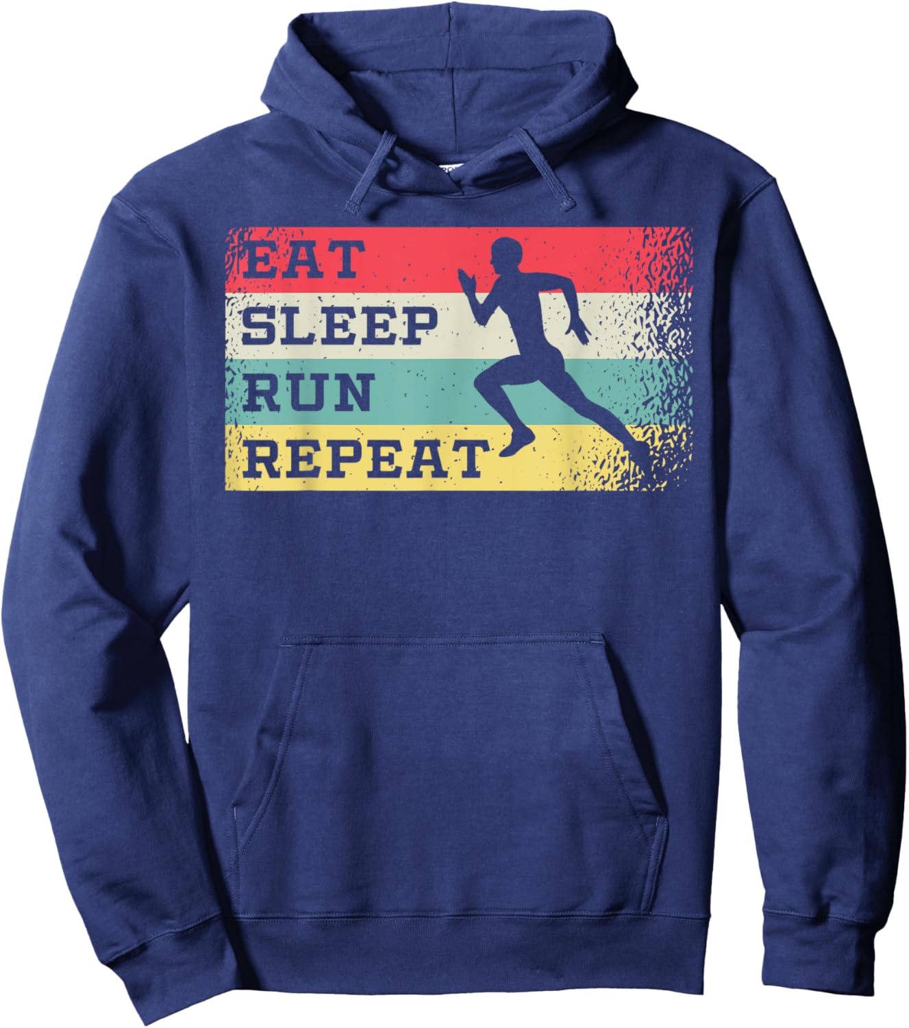 Eat Sleep Run Repeat Retro Vintage Funny Running Runner Hoodie - Hoodie | Navy