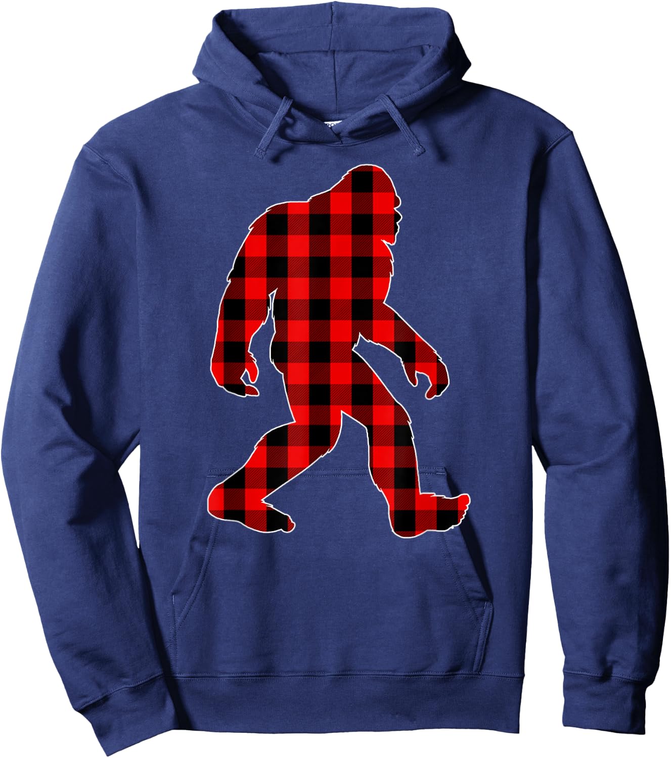 Bigfoot Buffalo Plaid Christmas Family Matching Hoodie - Hoodie | Navy
