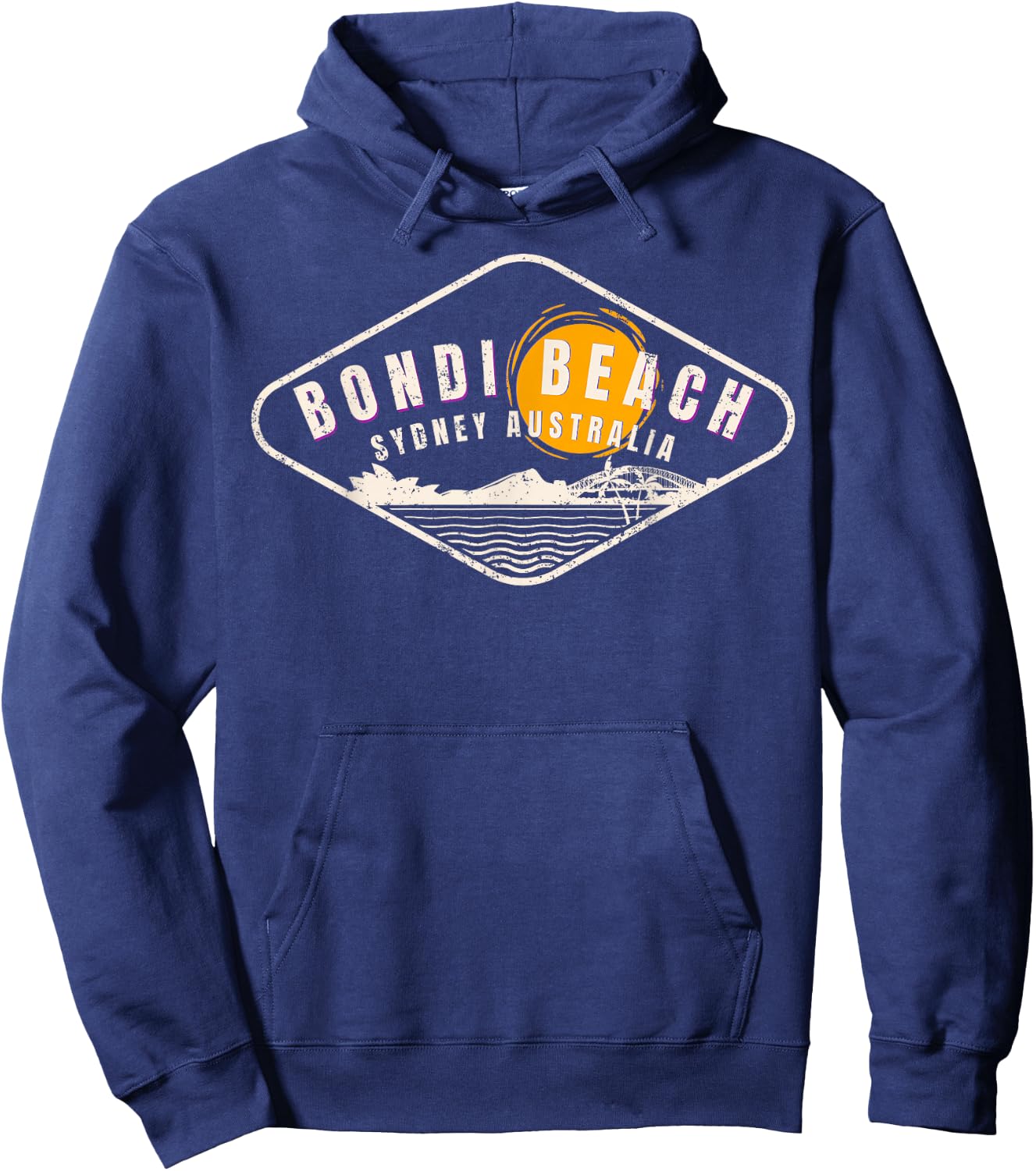 Bondi Beach Retro Distressed Women Kids Hoodie - Hoodie | Navy