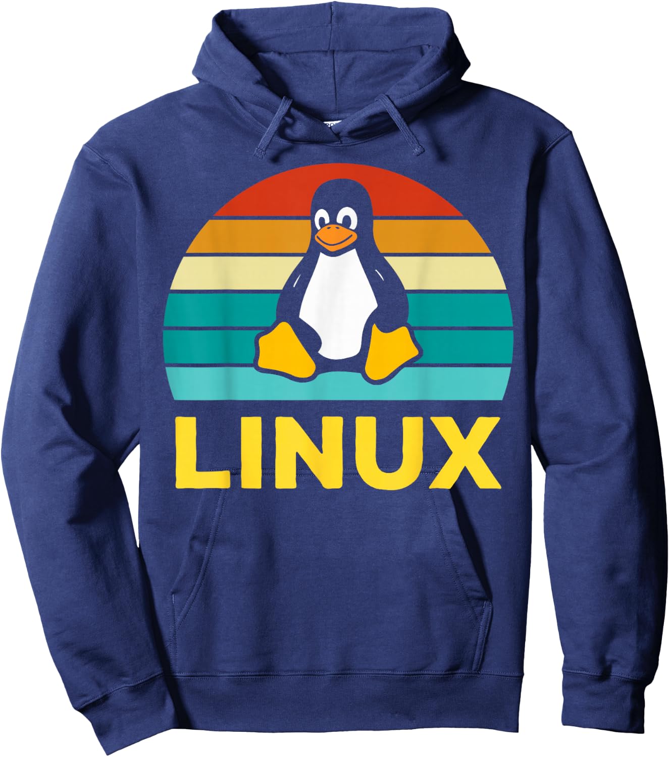 Linux Retro Vintage Penguin Geek Operating System Nerd Hoodie - Hoodie | Navy
