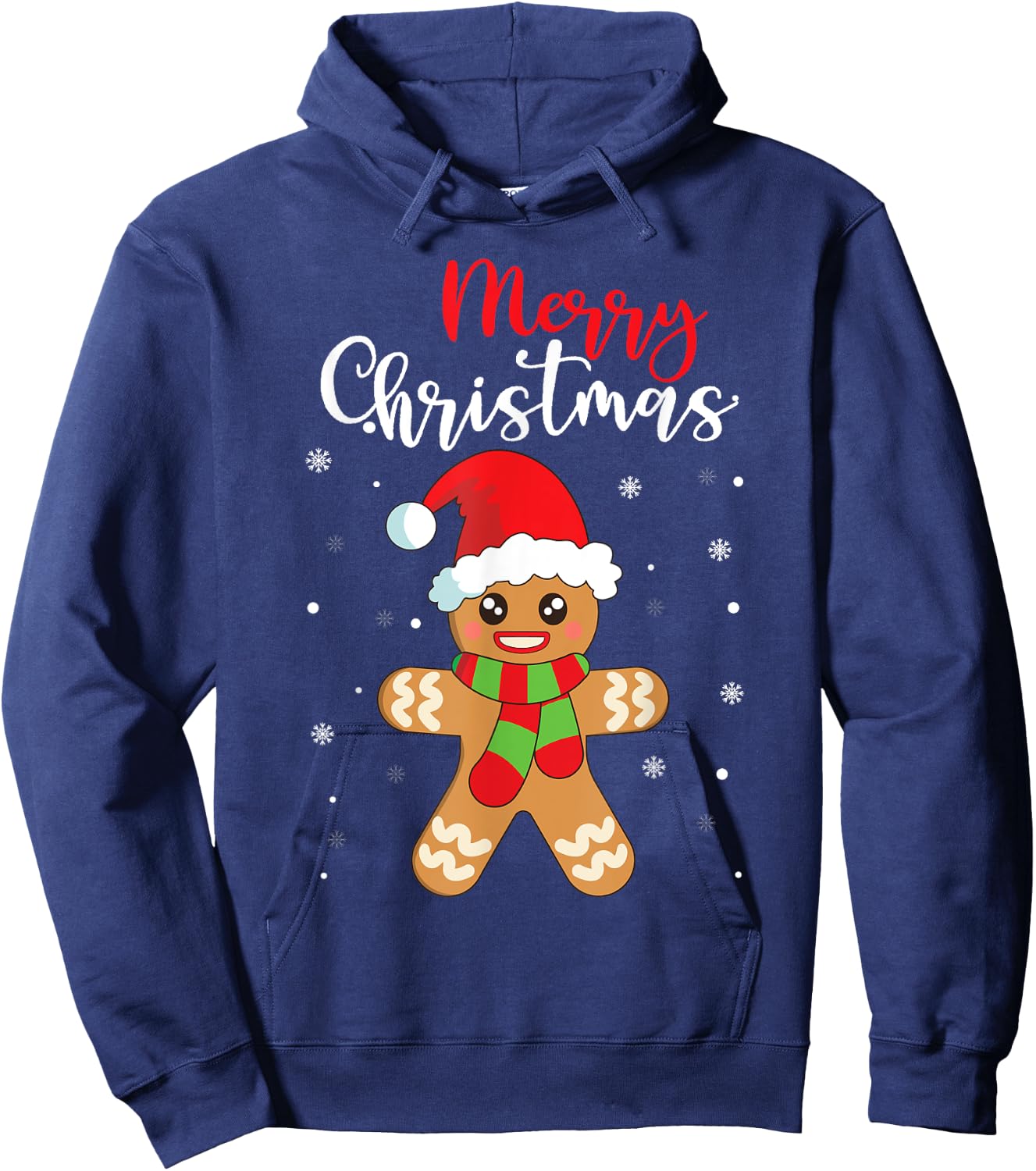 Merry Christmas Shirt Women Girls Kids Gingerbread Man Hoodie - Hoodie | Navy