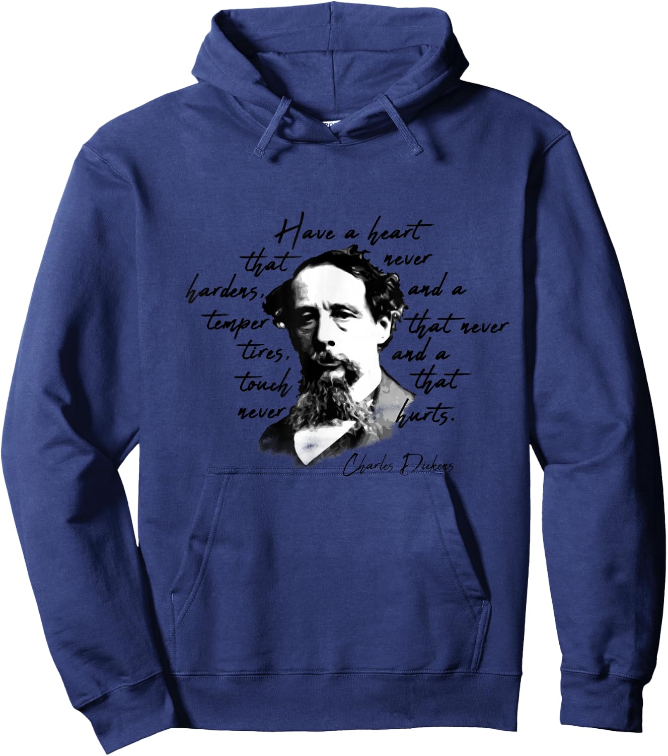 Dickens Minimalist Portrait Quote Charles Dickens Hoodie - Hoodie | Navy