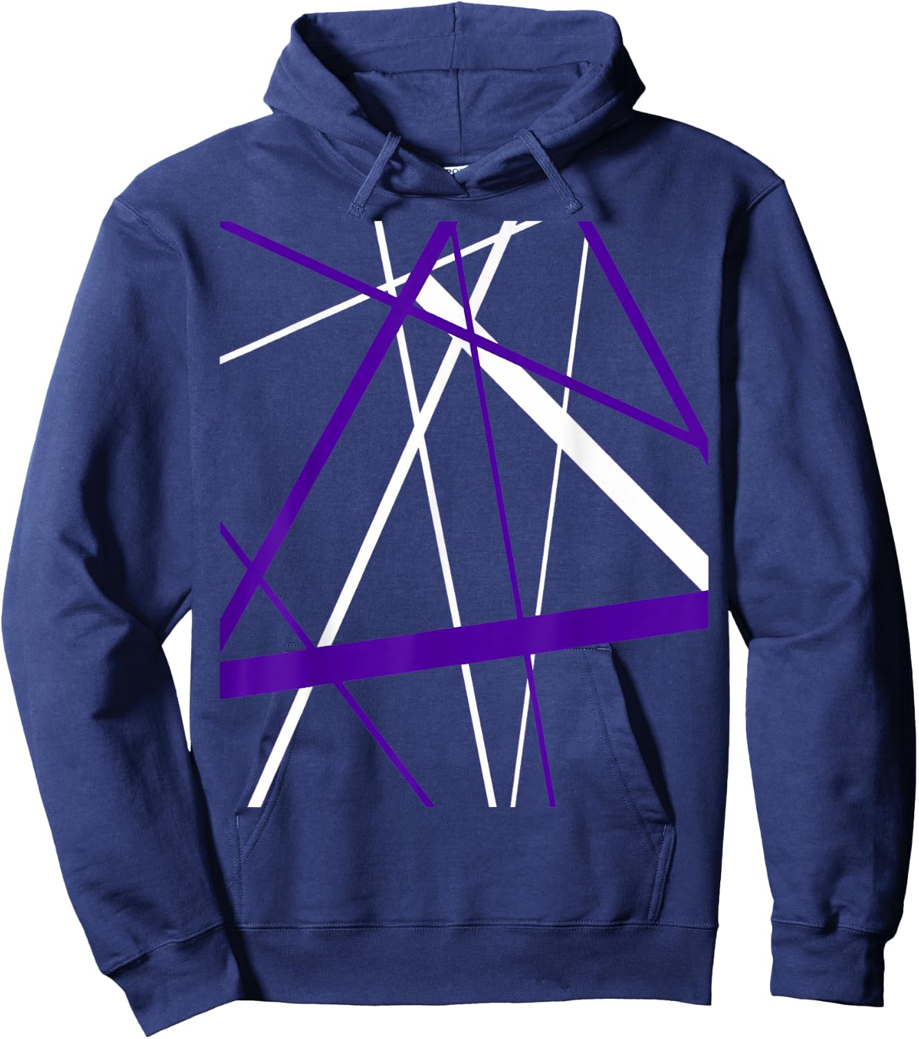 Seamless Abstract White and Lilac Strips Cut Out Pattern Hoodie - Hoodie | Navy
