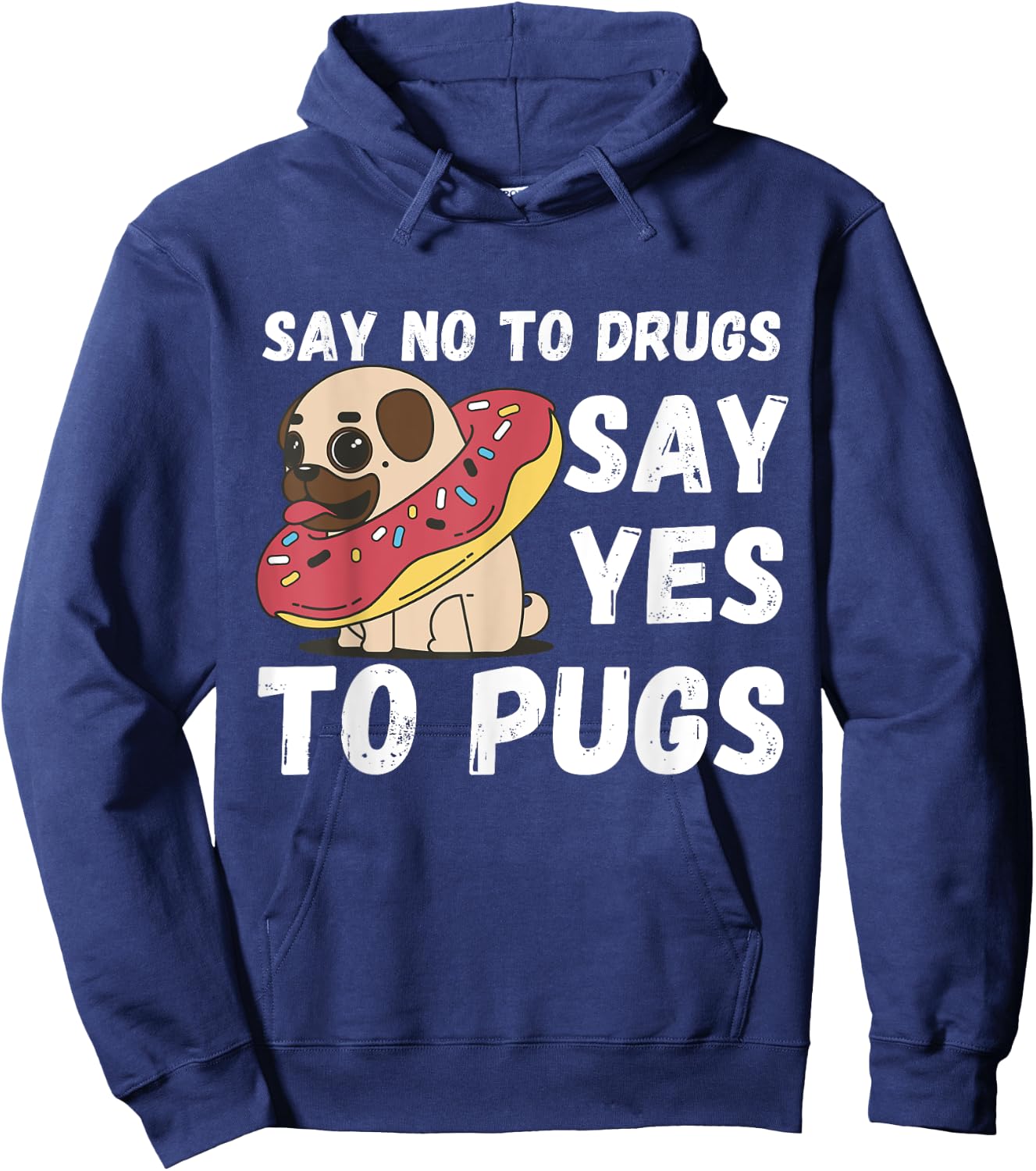 Red Ribbon Week Kids Youth Say No Say Yes to Pugs Hoodie - Hoodie | Navy