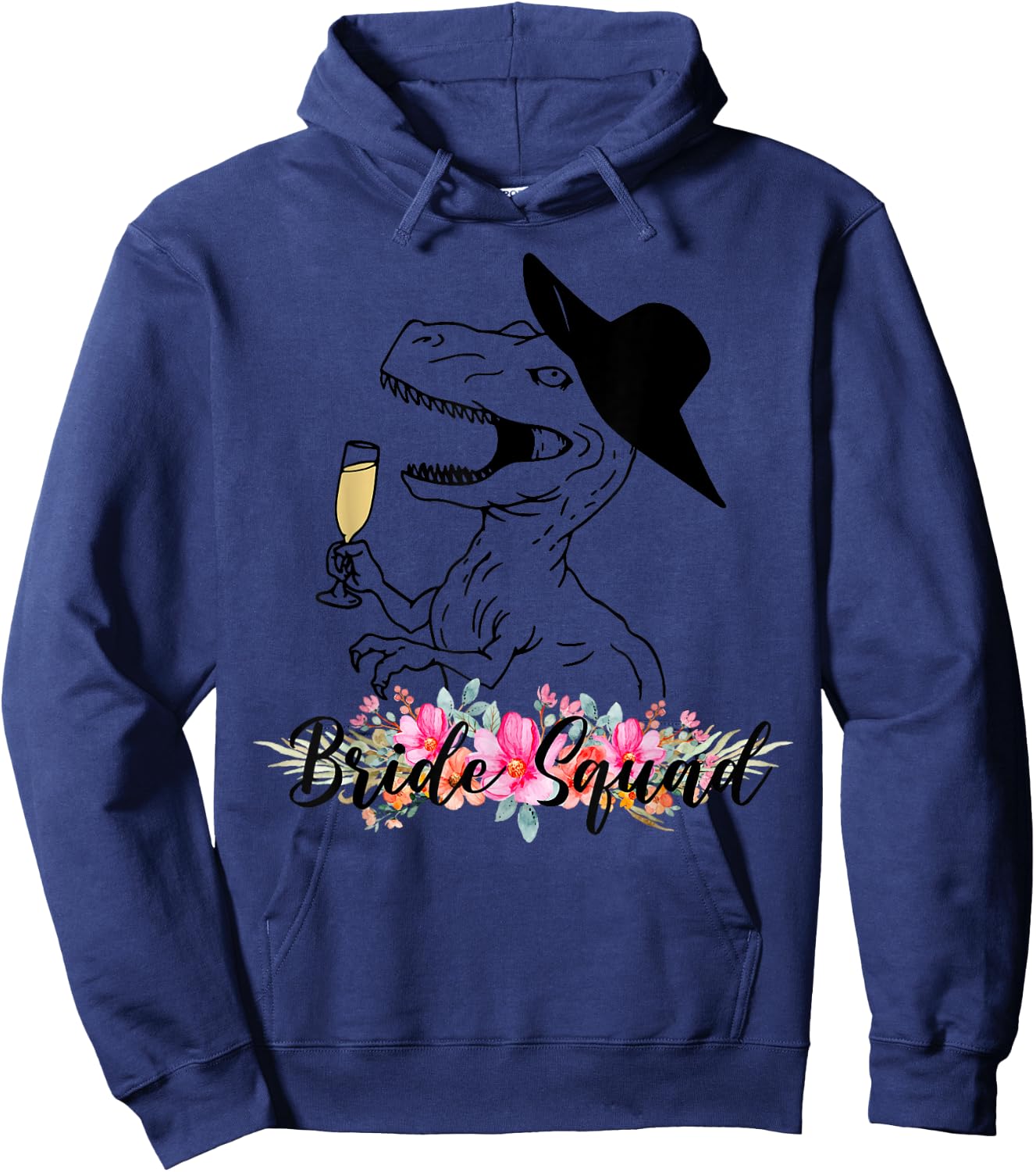 Bride Squad Dinosaur Bridesmaid Floral Bachelorette Party Hoodie - Hoodie | Navy