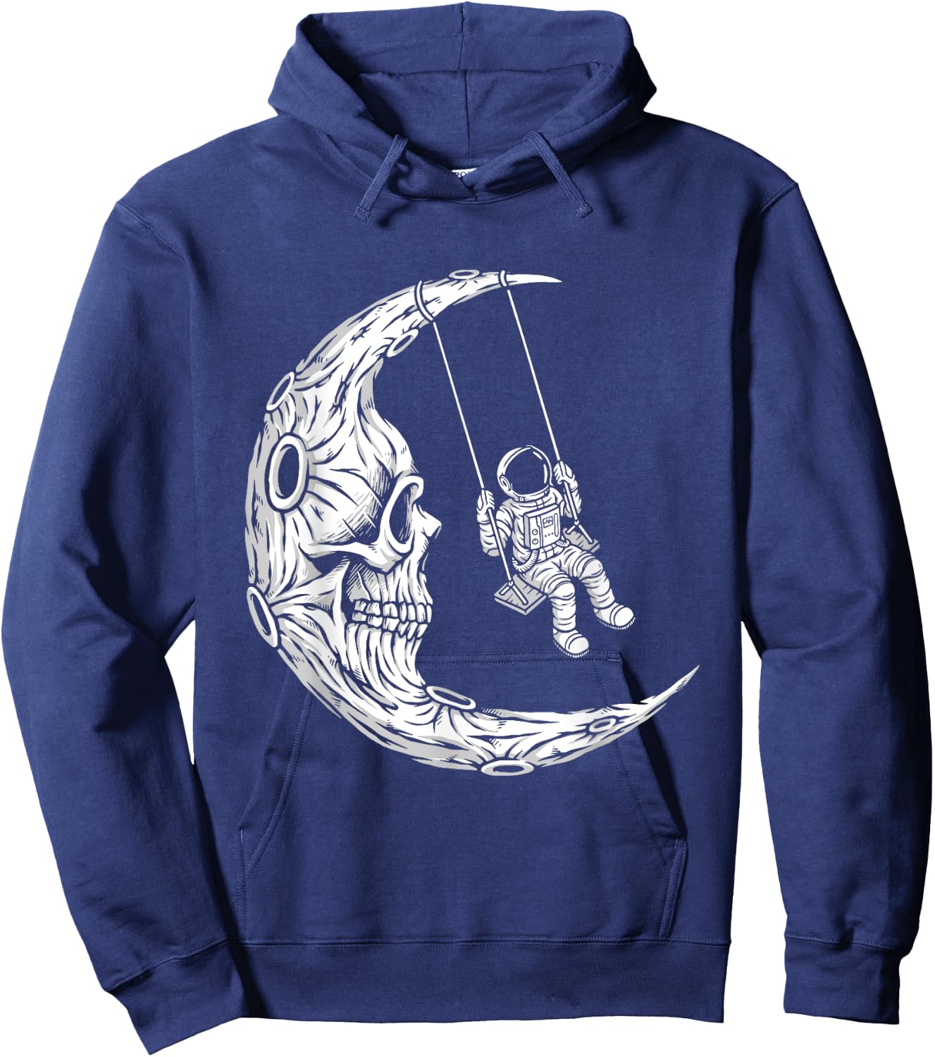 Astronaut Swinging Moon Skull Halloween Costume Skeleton Hoodie - Hoodie | Navy