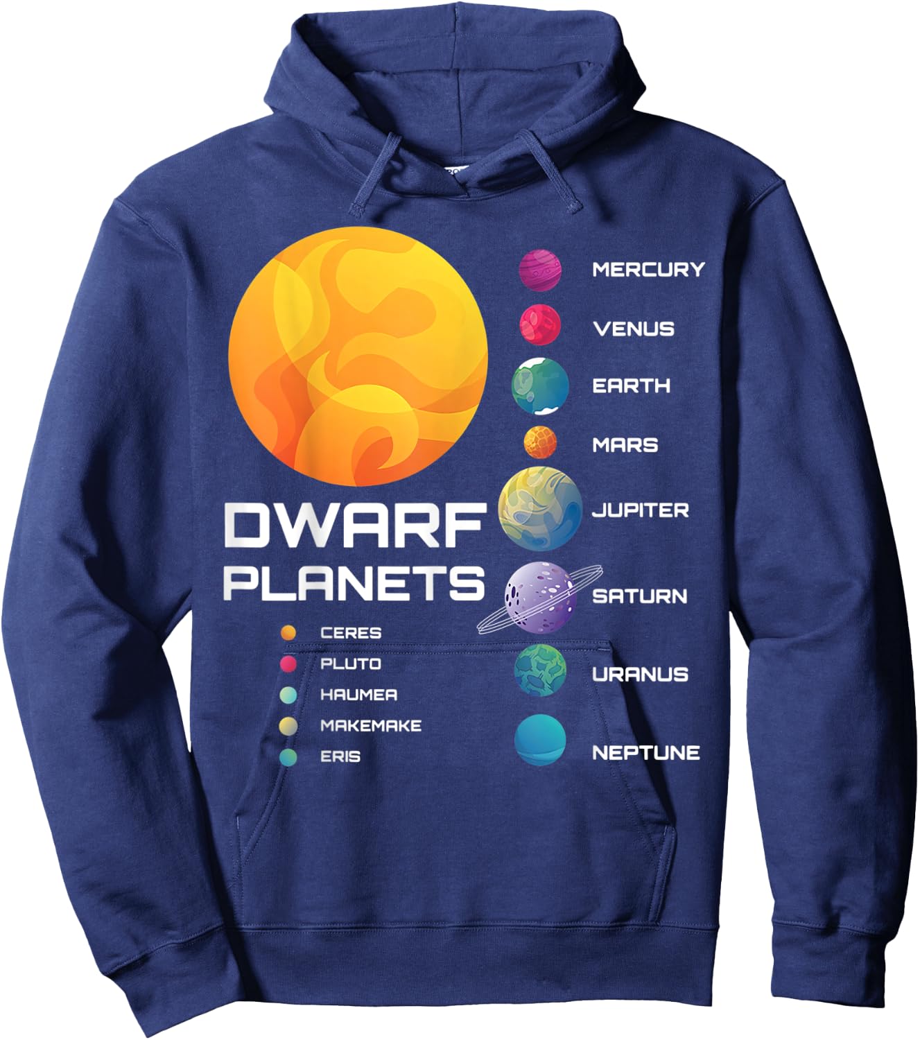 Solar System Dwarf Planets Space Astronaut Hoodie - Hoodie | Navy