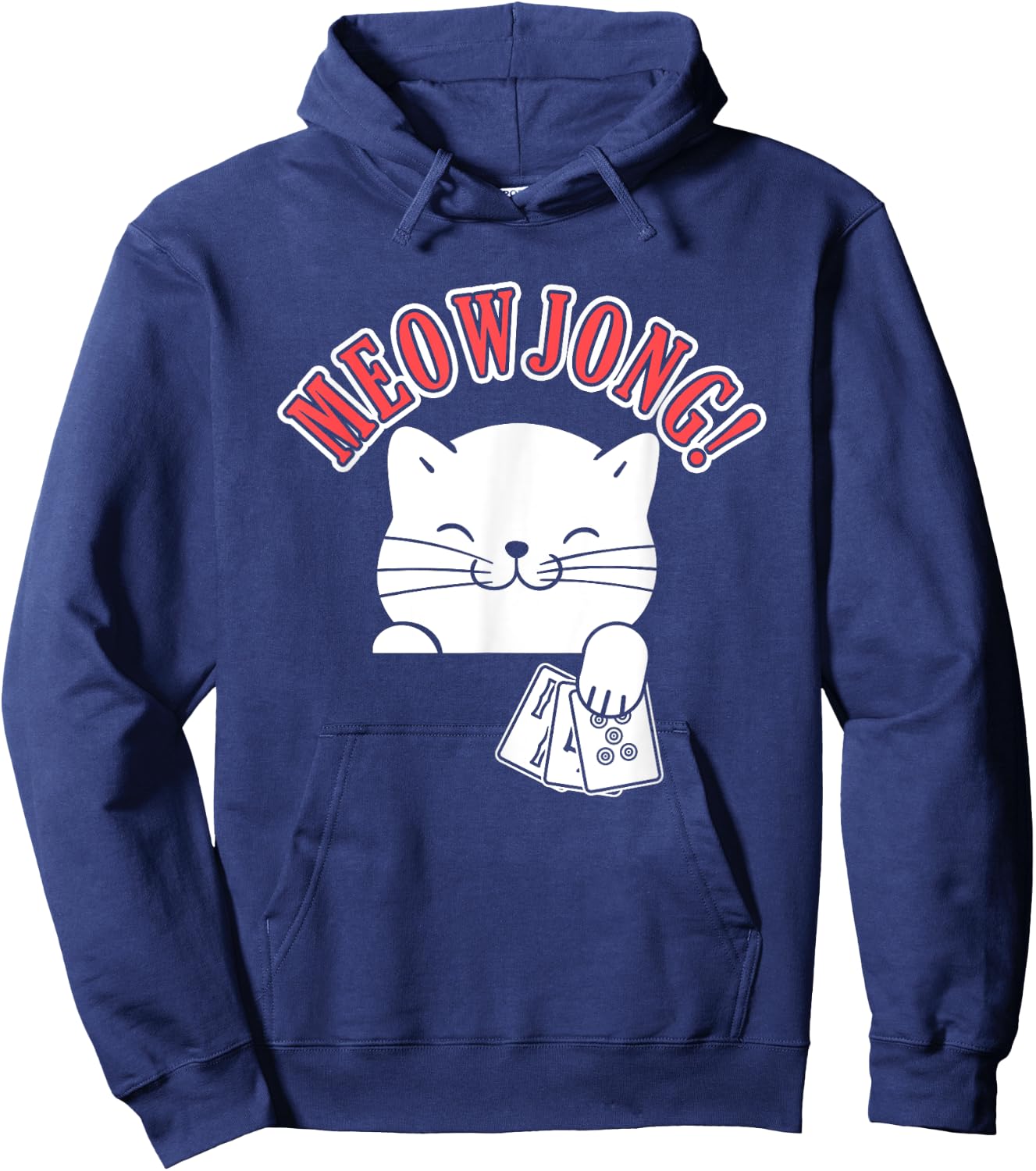 Mahjong Cat Player China Board Game Mah-Jongg Solitaire Men Women Hoodie - Hoodie | Navy