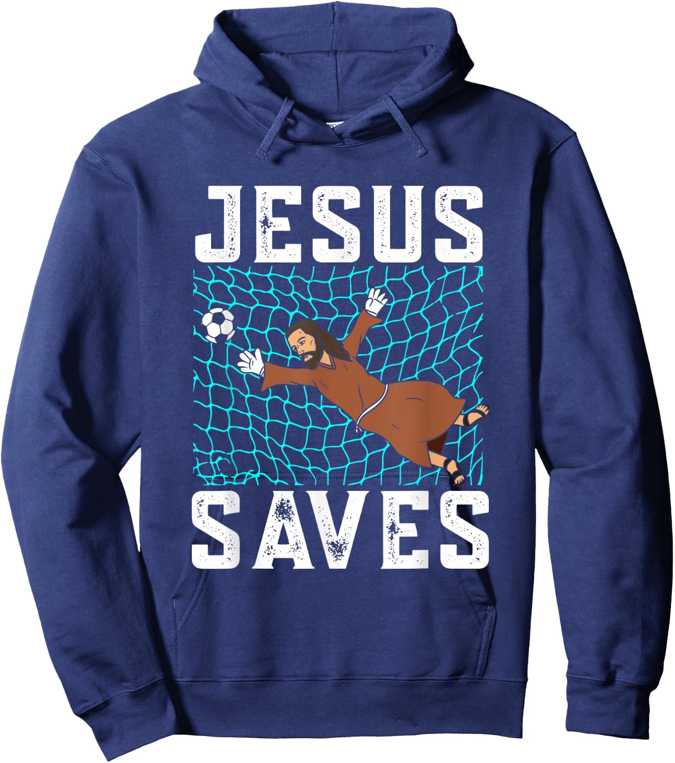 Jesus Saves I Christian Faith I Jesus Soccer Goalkeeper Hoodie - Hoodie | Navy